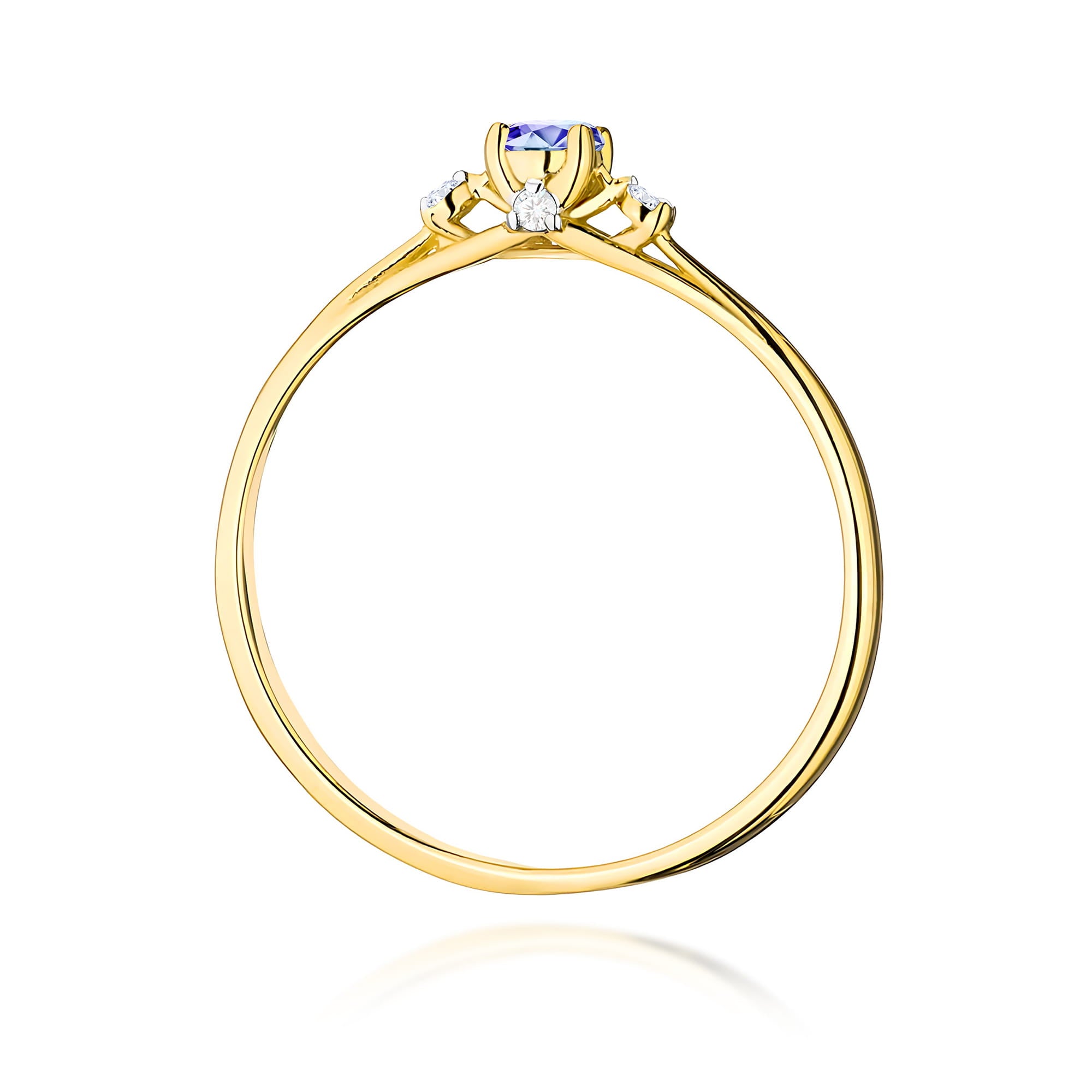 Inel Aur 9K cu Tanzanit 0.15 ct si Diamante Naturale 0.05 ct