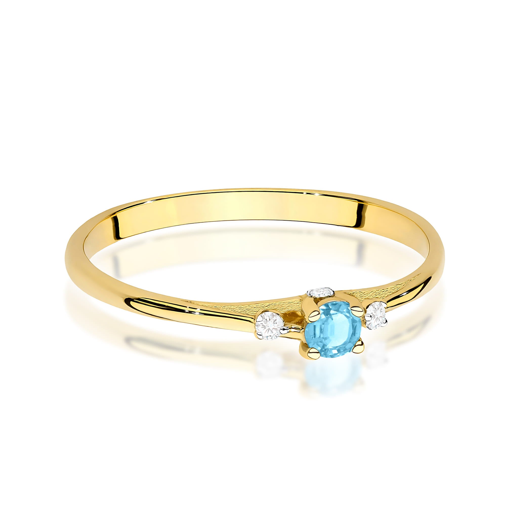 Inel Aur 9K cu Topaz Swiss 0.15 ct si Diamante Naturale 0.05 ct