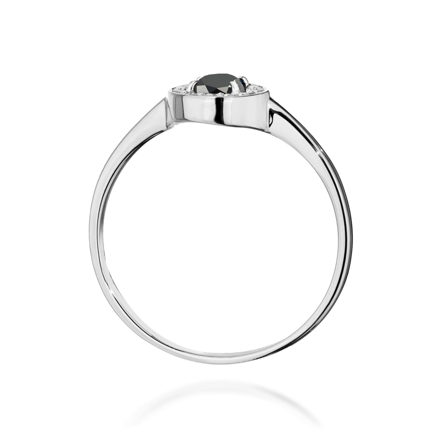 Inel Aur 14K cu Diamant Negru 0.30 ct si Diamante laterale 0.103 ct