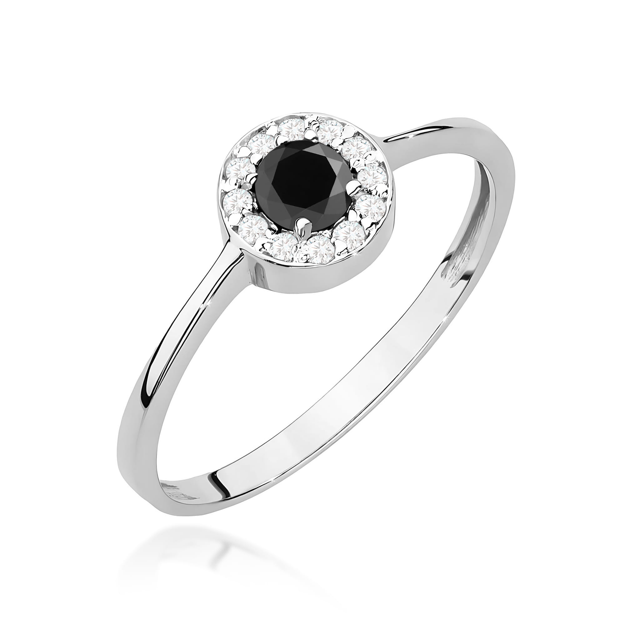 Inel Aur 9K cu Diamante Naturale Albe si Negre 0.40 ct