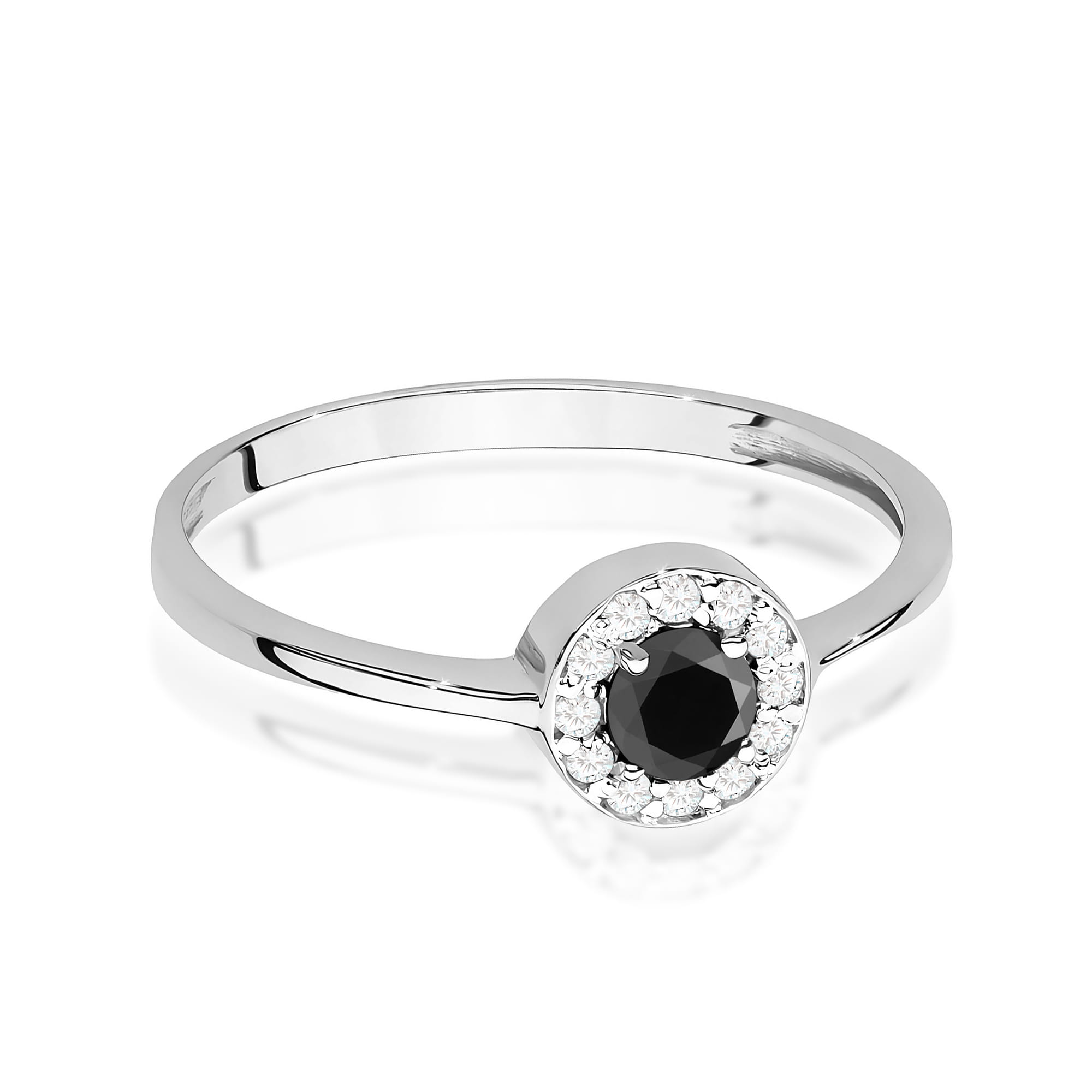 Inel Aur 9K cu Diamante Naturale Albe si Negre 0.40 ct