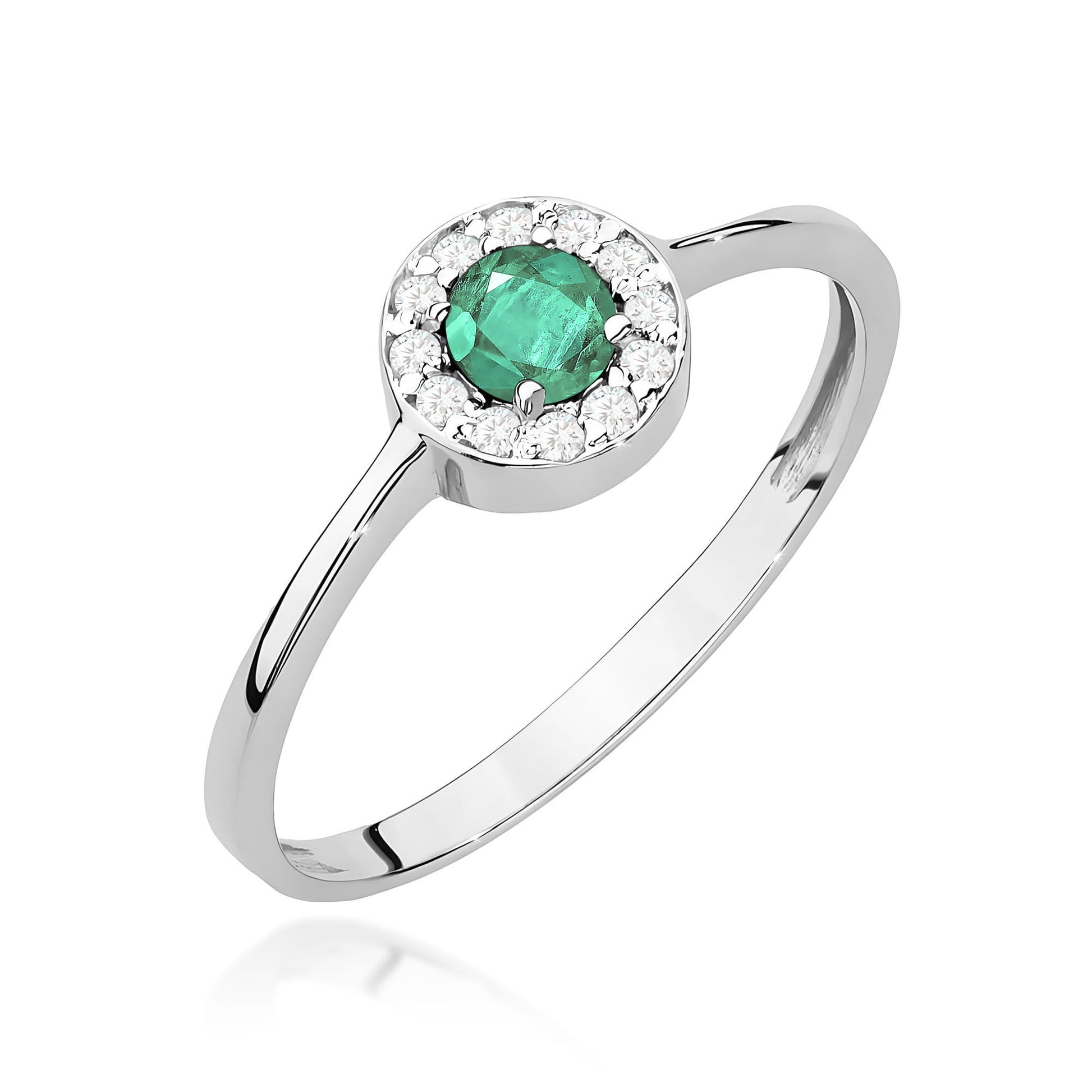 Inel Aur 9K cu Smarald 0.30 ct si Diamante Naturale 0.10 ct