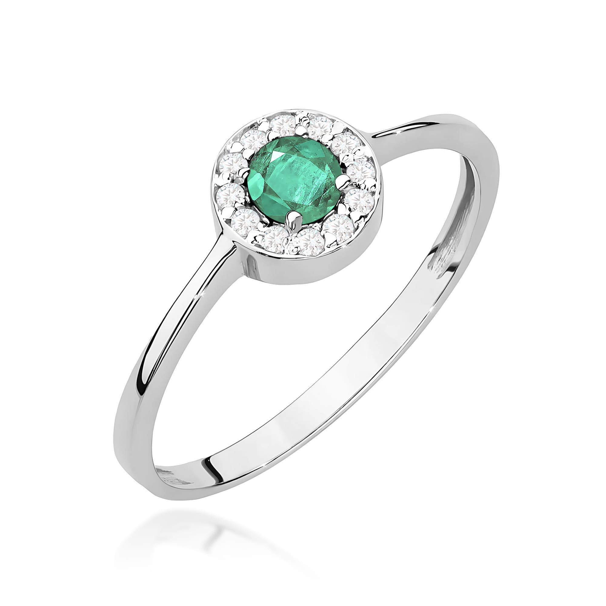 Inel Aur 9K cu Smarald 0.30 ct si Diamante Naturale 0.10 ct