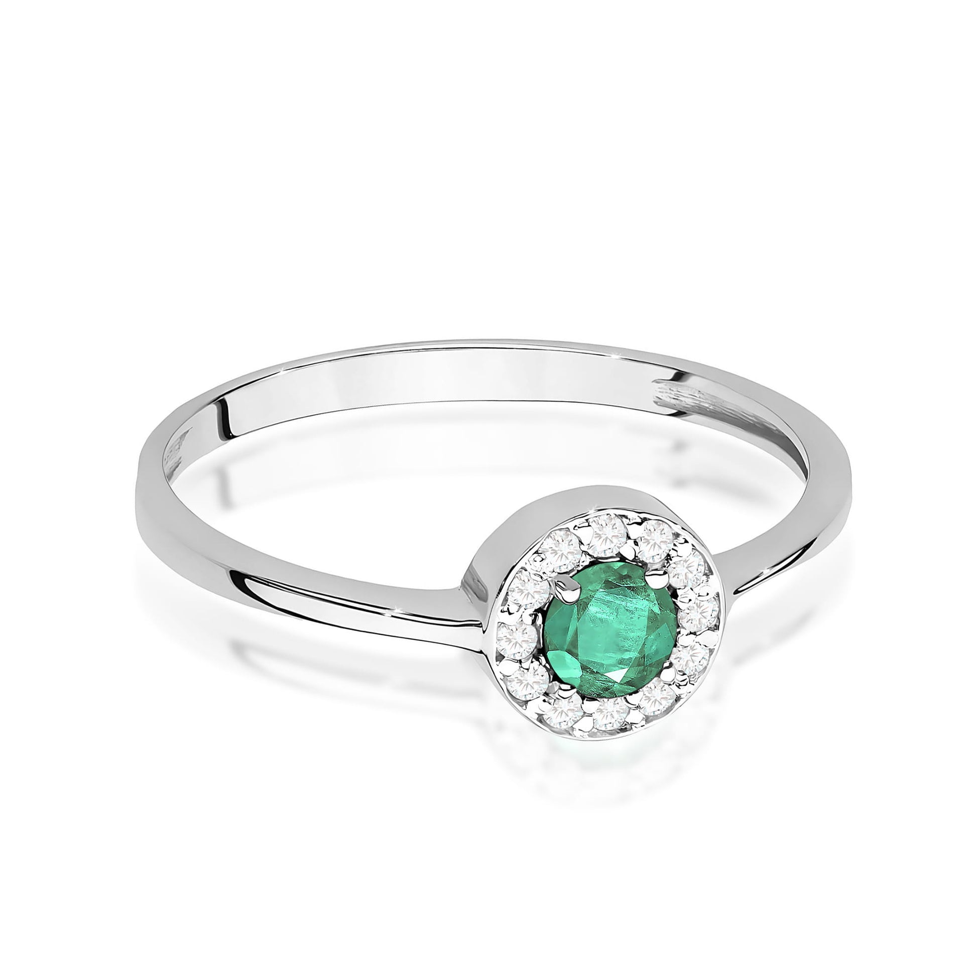 Inel Aur 9K cu Smarald 0.30 ct si Diamante Naturale 0.10 ct