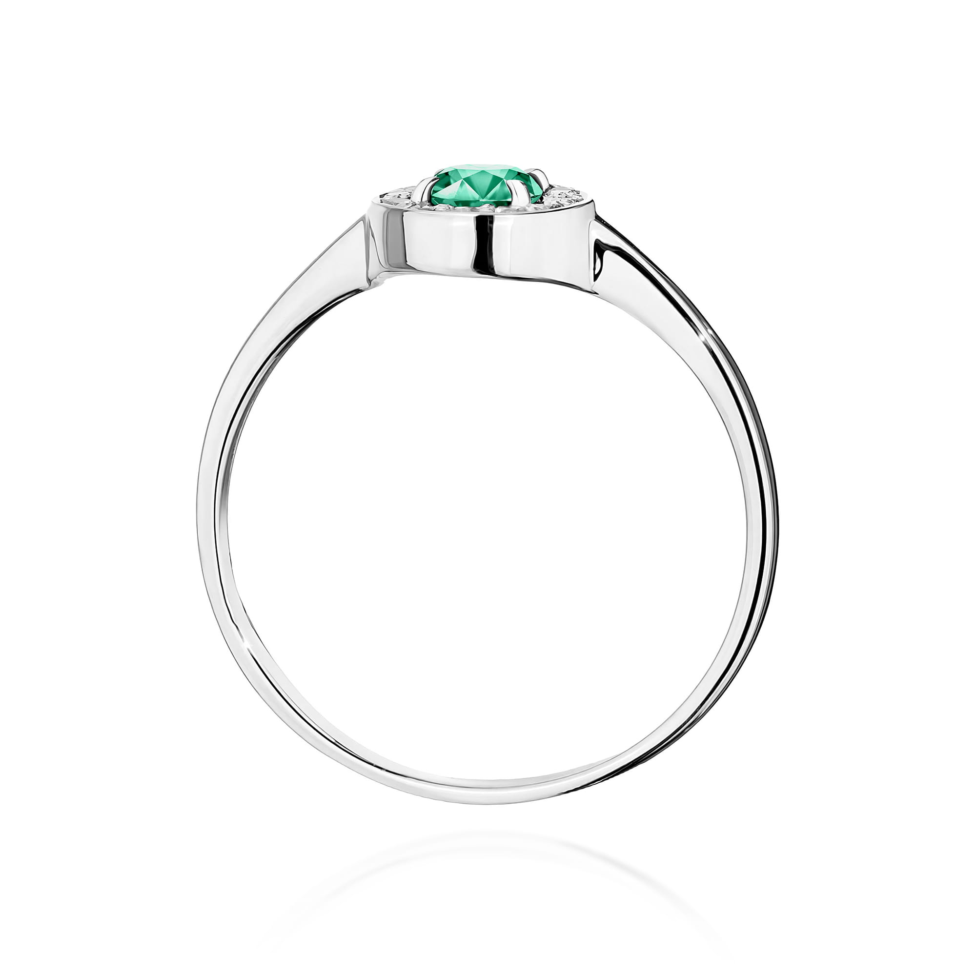 Inel Aur 9K cu Smarald 0.30 ct si Diamante Naturale 0.10 ct