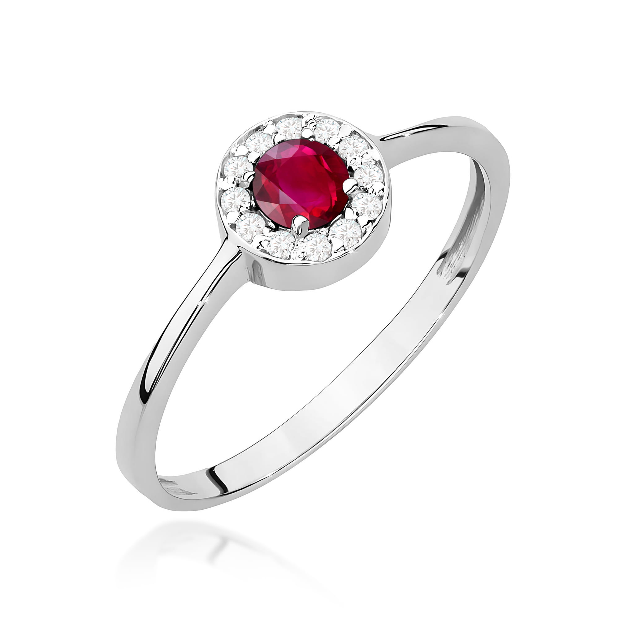 Inel Aur 9K cu Rubin 0.30 ct si Diamante Naturale 0.10 ct