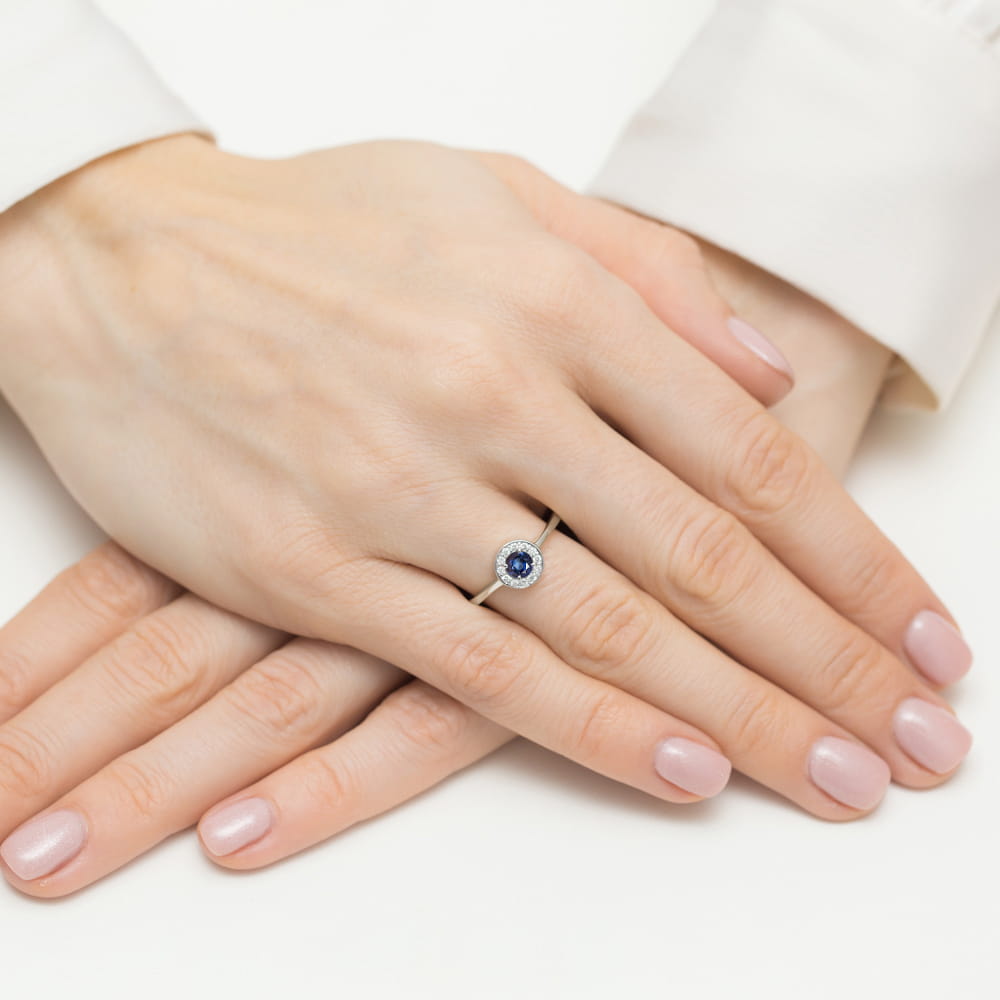 Inel Aur 9K cu Safir 0.30 ct si Diamante Naturale 0.10 ct