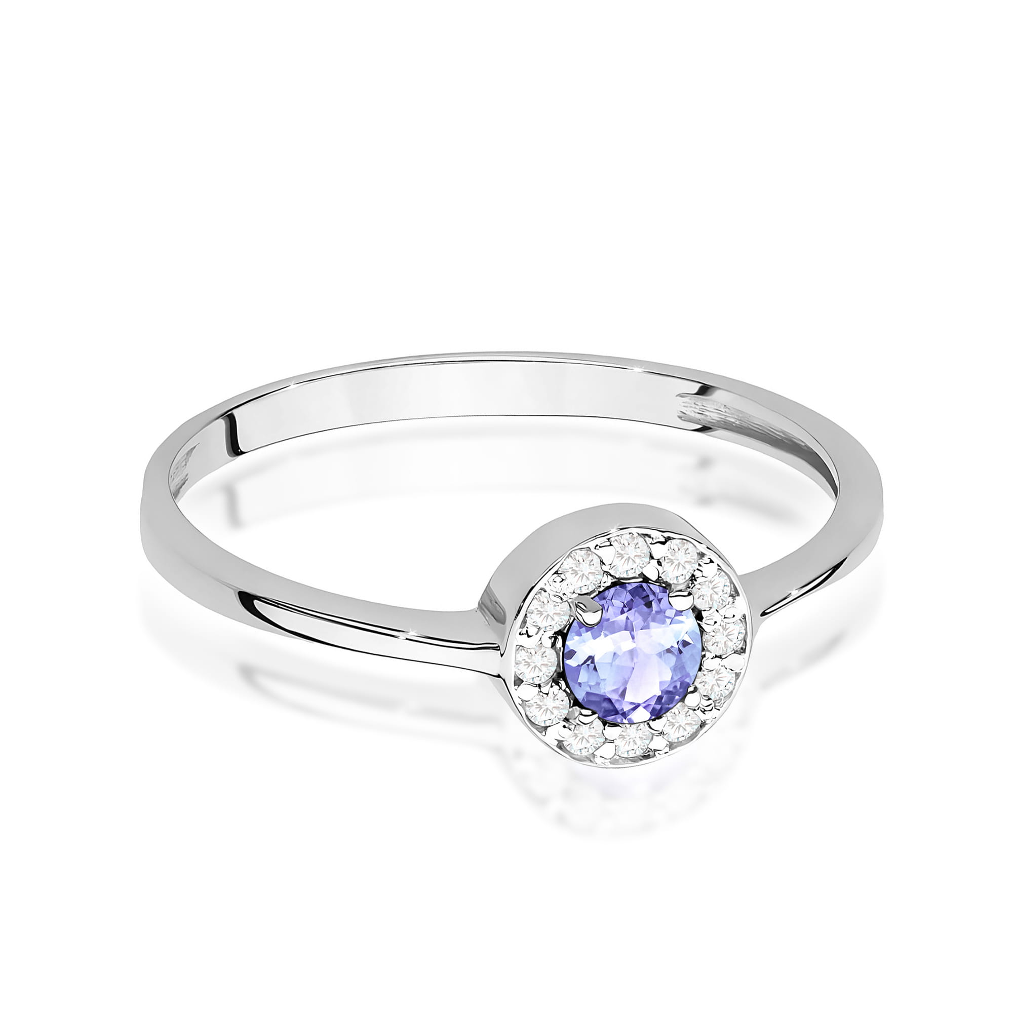 Inel Aur 9K cu Tanzanit 0.35 ct si Diamante Naturale 0.10 ct