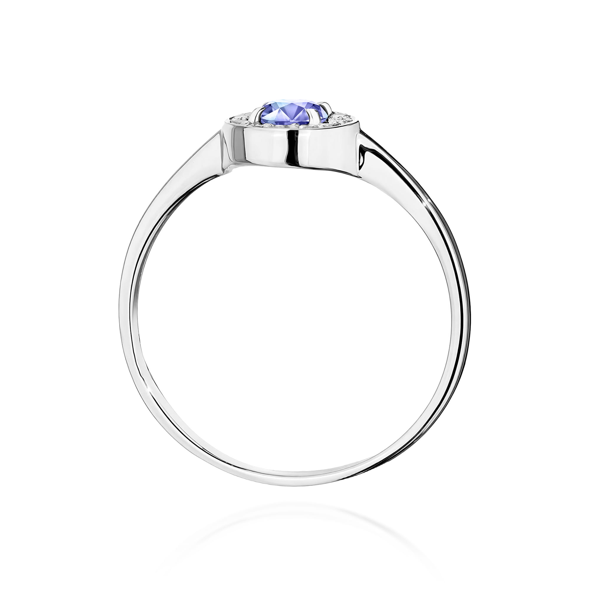 Inel Aur 9K cu Tanzanit 0.35 ct si Diamante Naturale 0.10 ct