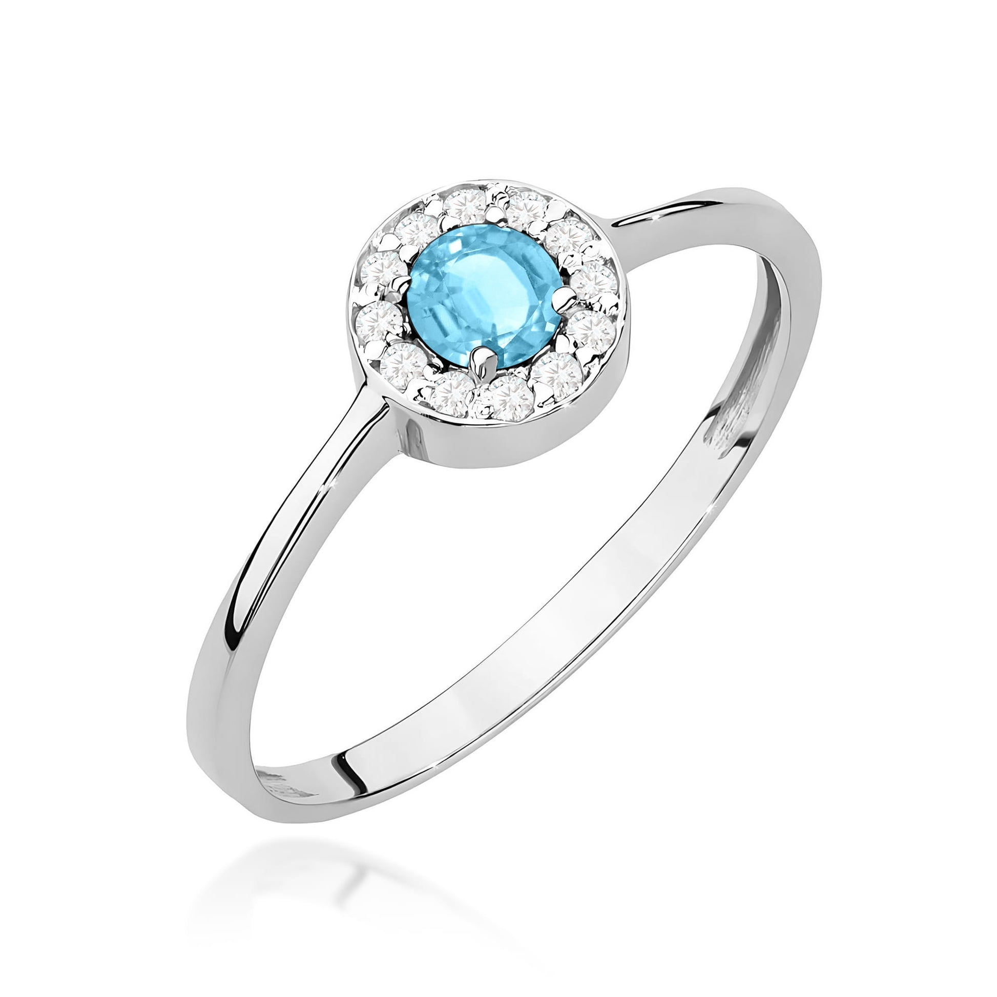 Inel Aur 9K cu Topaz Swiss 0.25 ct si Diamante Naturale 0.10 ct