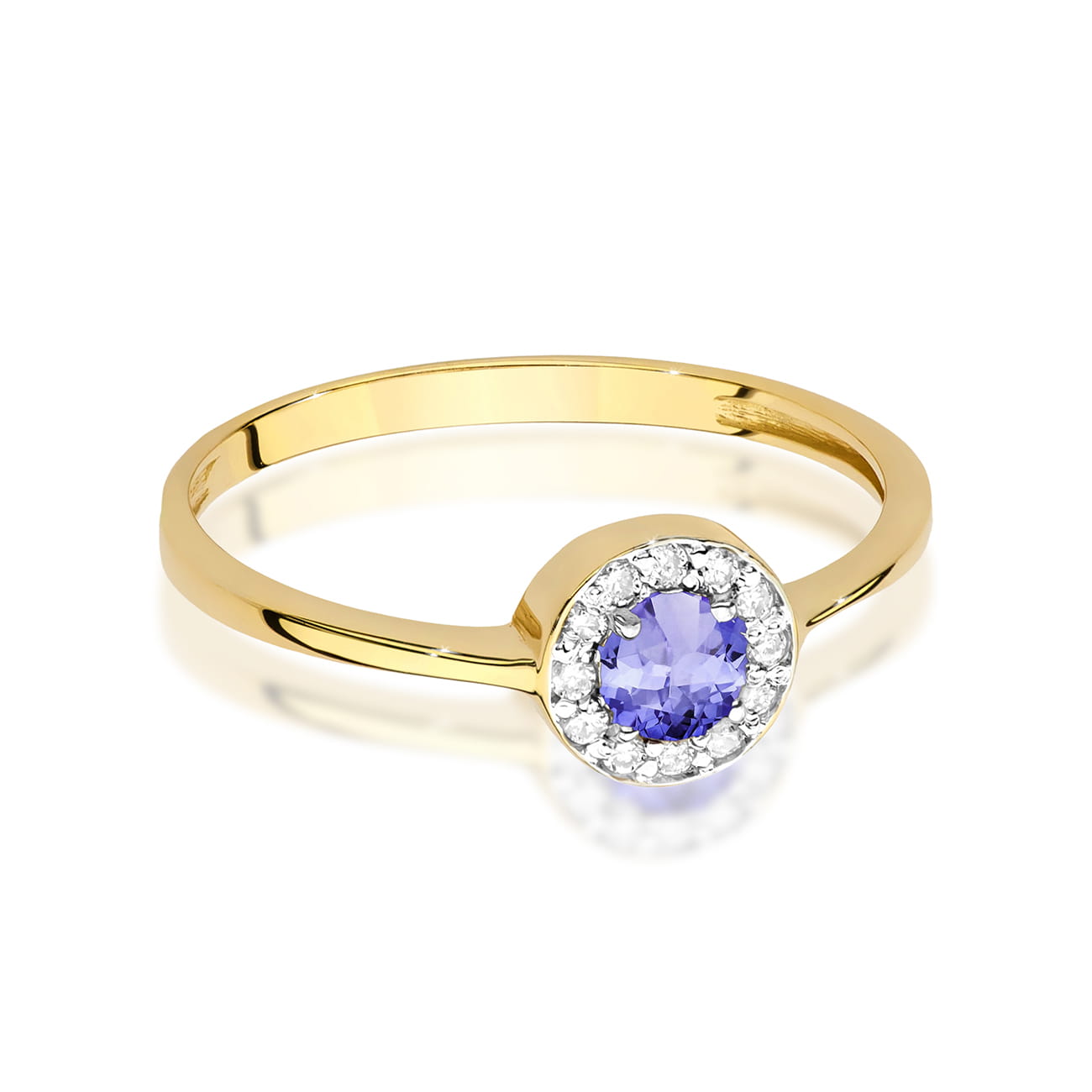 Inel Aur 14K cu Tanzanit 0.35 ct si Diamante 0.103 ct