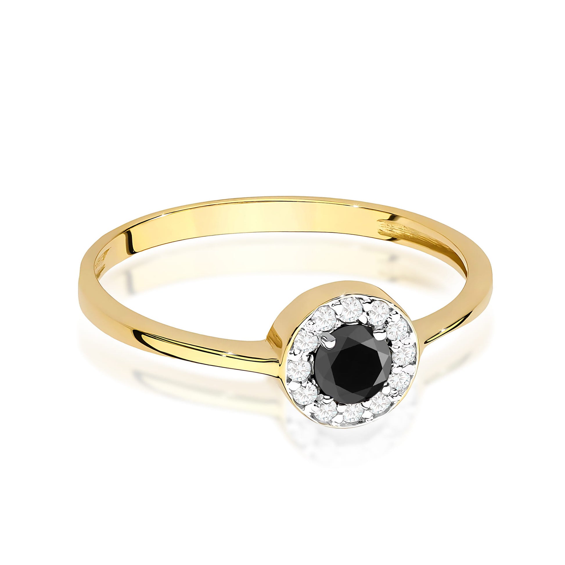 Inel Aur 9K cu Diamante Naturale Albe si Negre 0.40 ct