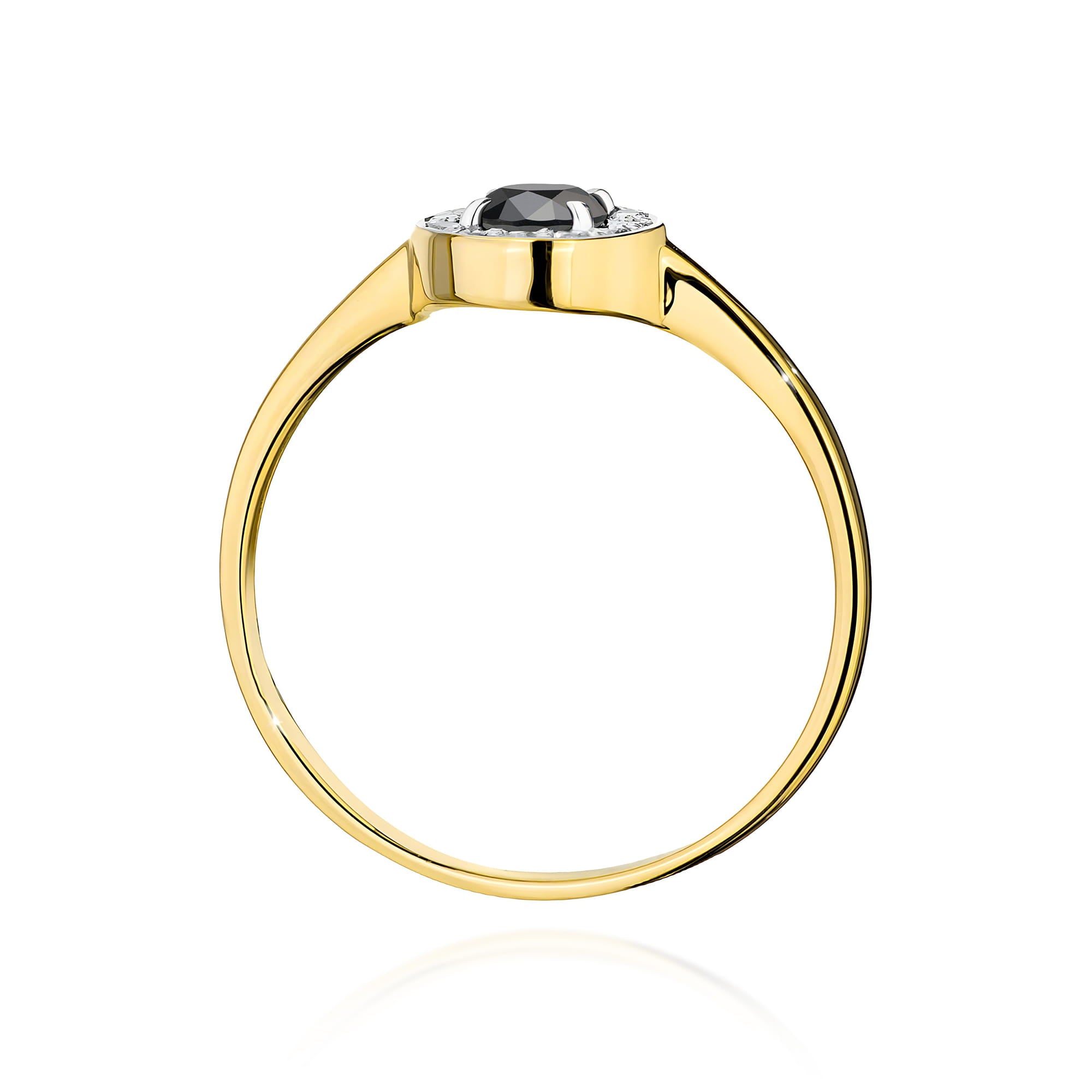 Inel Aur 9K cu Diamante Naturale Albe si Negre 0.40 ct