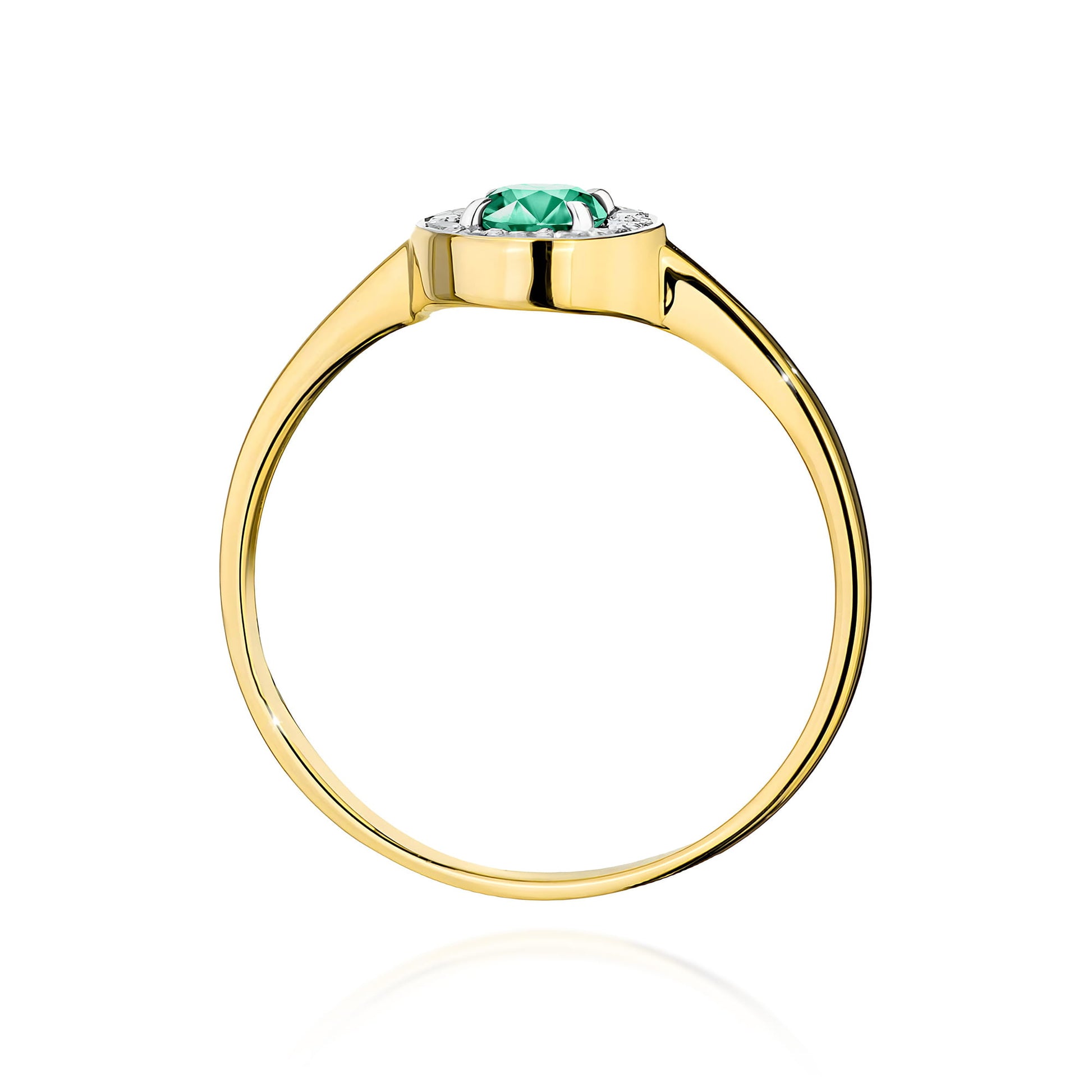 Inel Aur 9K cu Smarald 0.30 ct si Diamante Naturale 0.10 ct