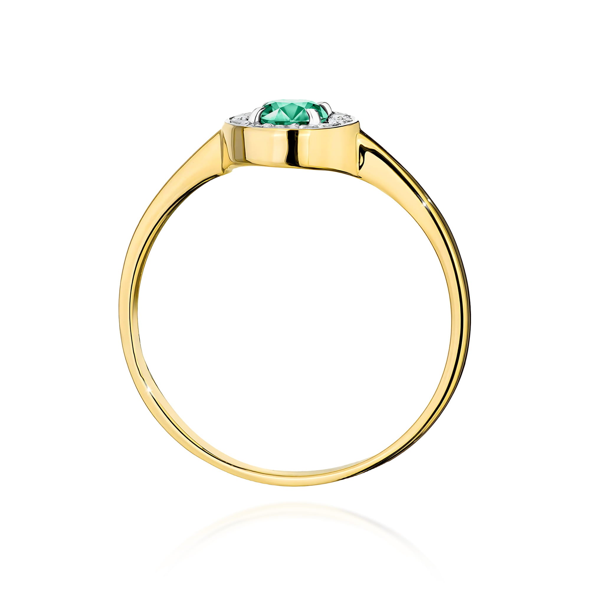 Inel Aur 9K cu Smarald 0.30 ct si Diamante Naturale 0.10 ct