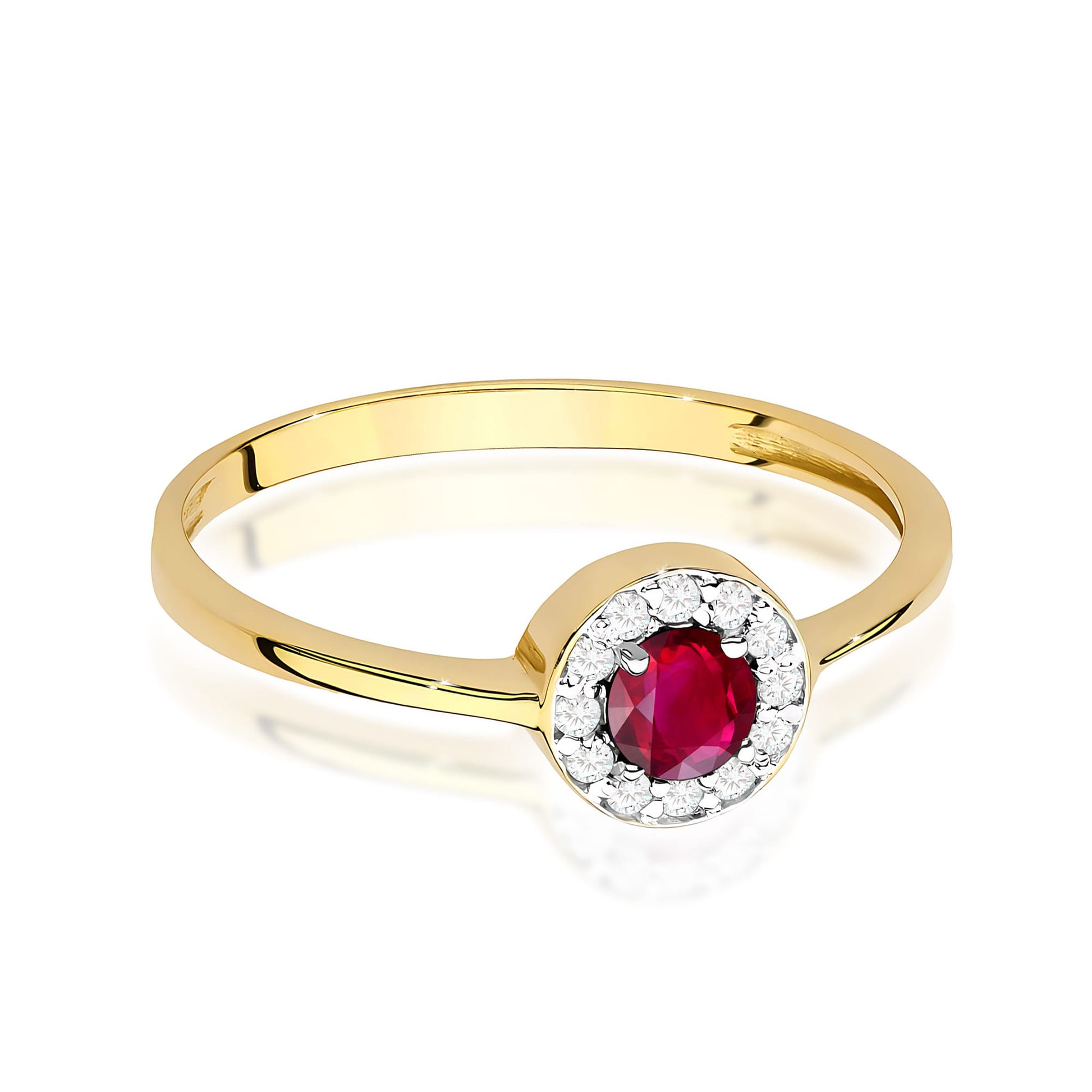Inel Aur 9K cu Rubin 0.30 ct si Diamante Naturale 0.10 ct