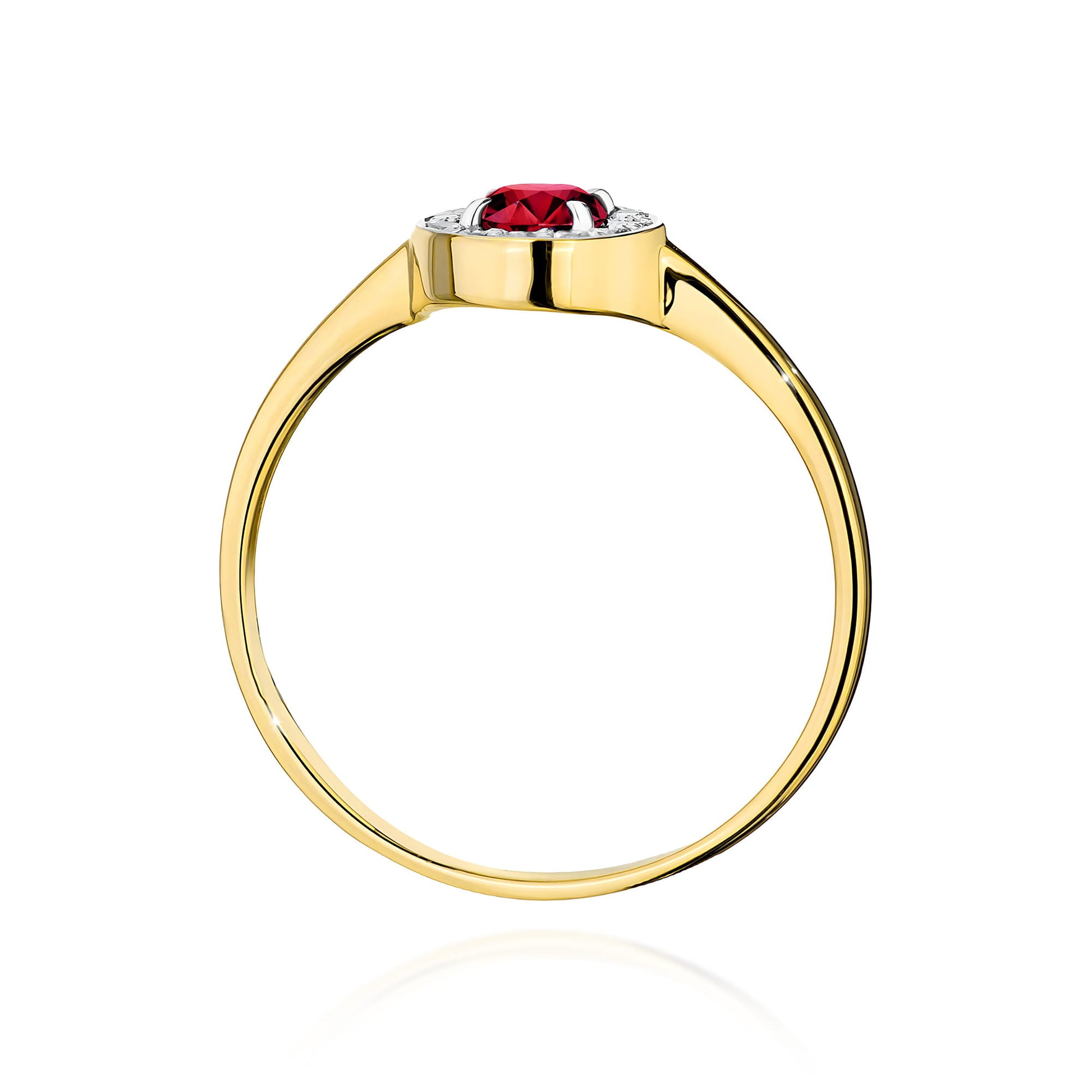 Inel Aur 9K cu Rubin 0.30 ct si Diamante Naturale 0.10 ct