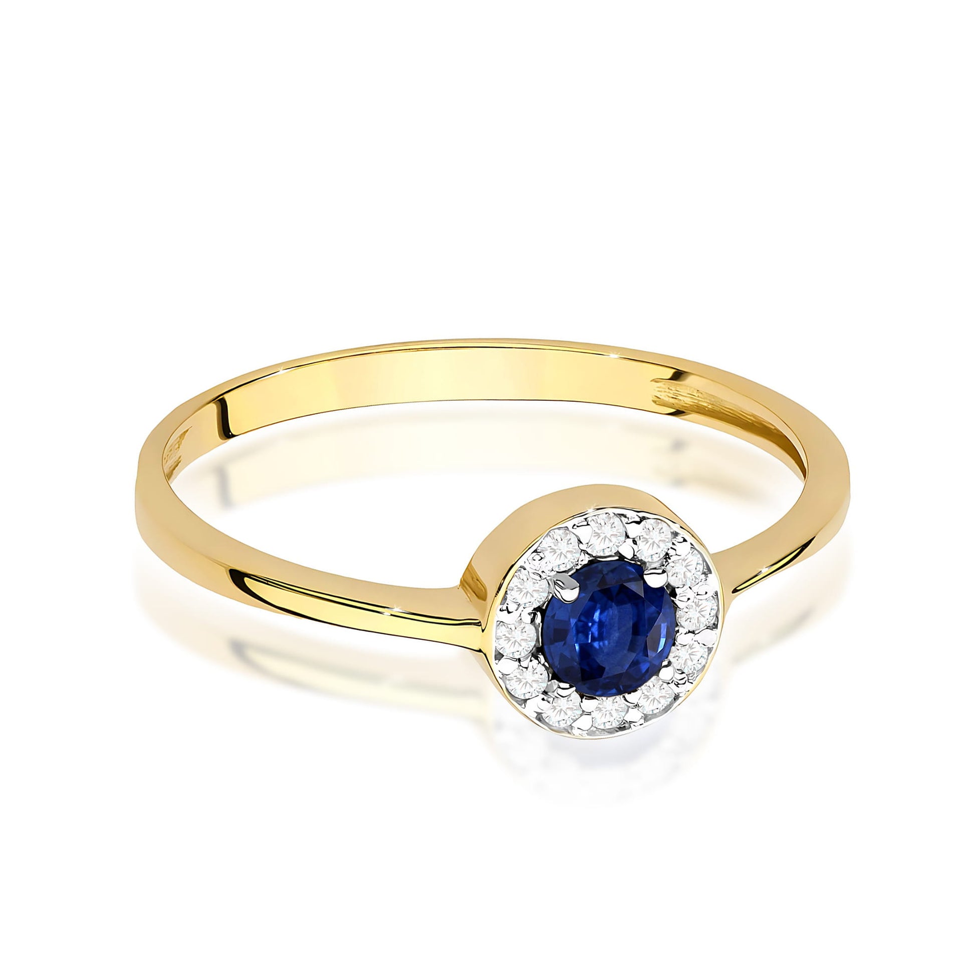 Inel Aur 9K cu Safir 0.30 ct si Diamante Naturale 0.10 ct
