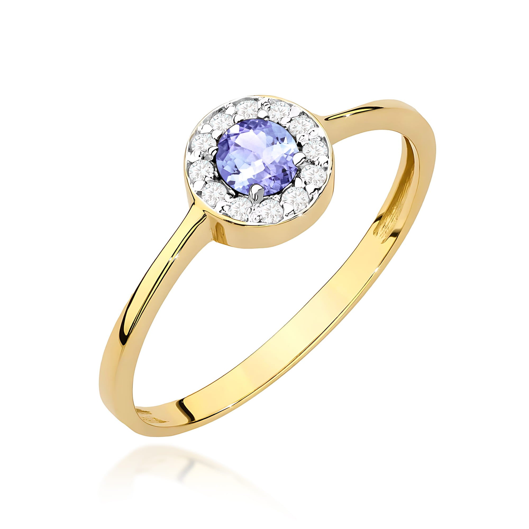 Inel Aur 9K cu Tanzanit 0.35 ct si Diamante Naturale 0.10 ct