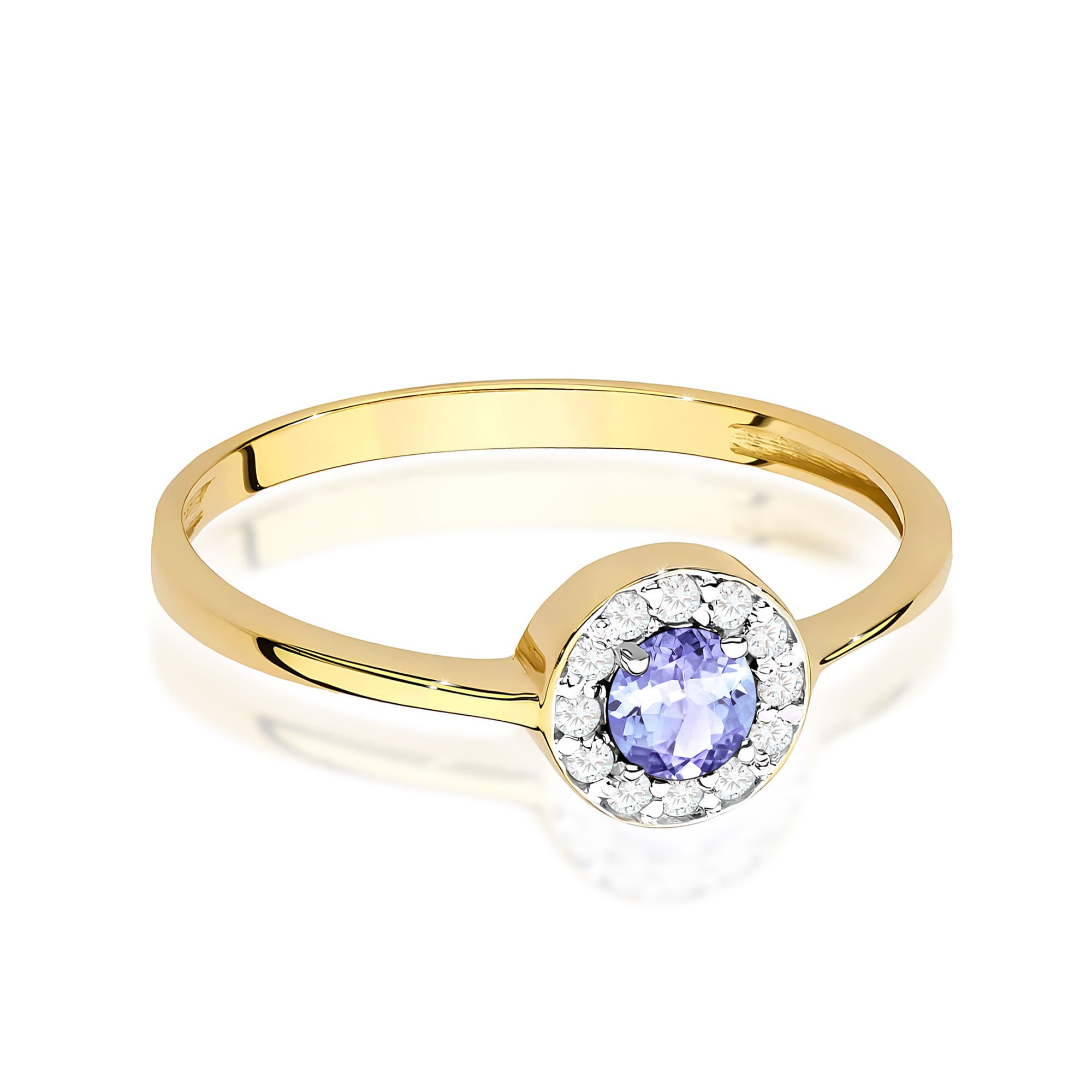 Inel Aur 9K cu Tanzanit 0.35 ct si Diamante Naturale 0.10 ct