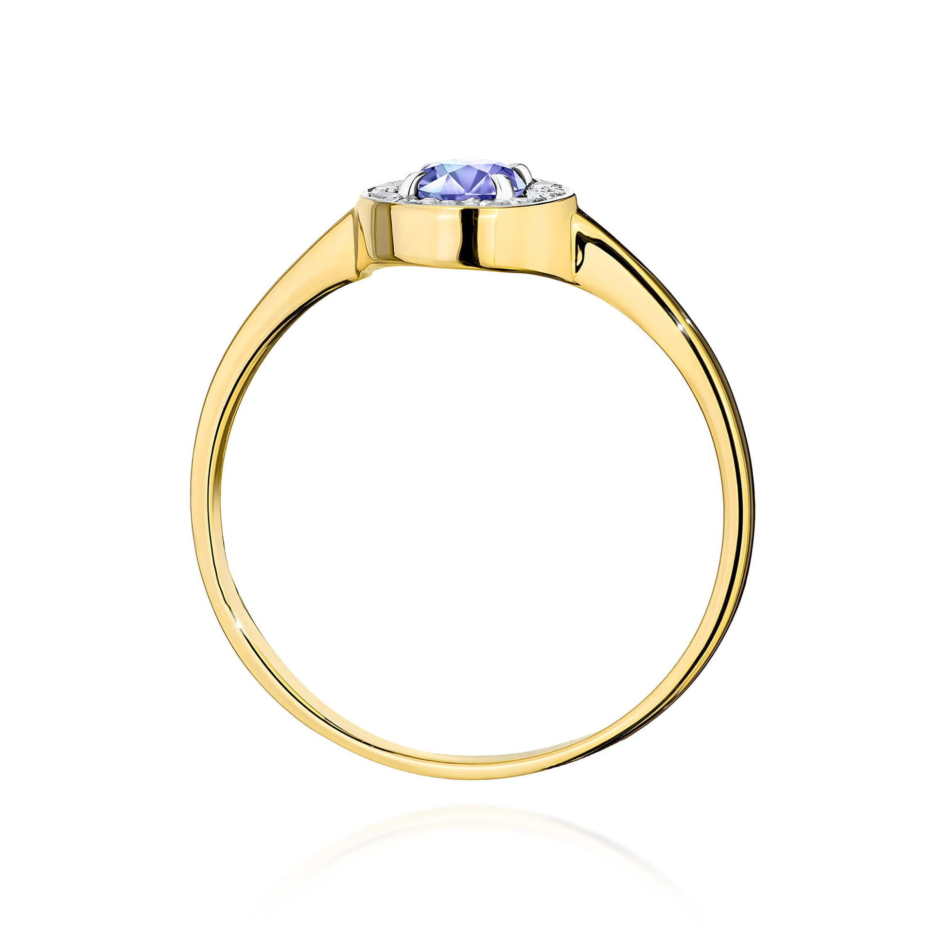 Inel Aur 9K cu Tanzanit 0.35 ct si Diamante Naturale 0.10 ct