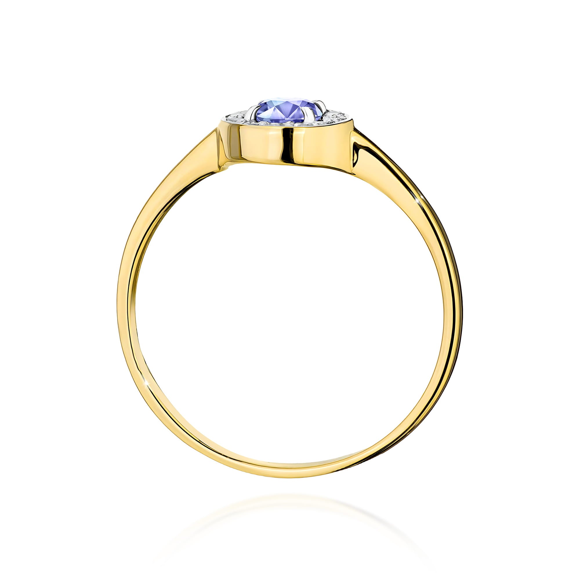 Inel Aur 9K cu Tanzanit 0.35 ct si Diamante Naturale 0.10 ct