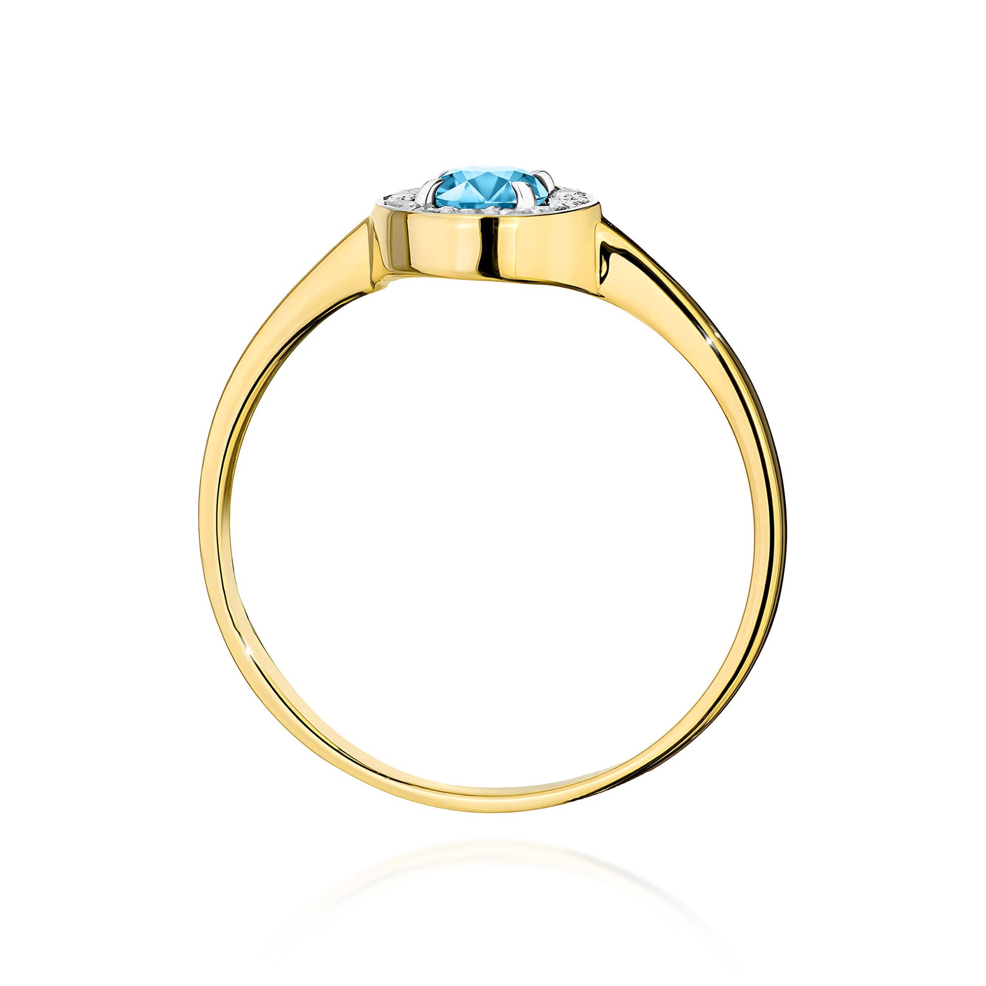 Inel Aur 9K cu Topaz Swiss 0.25 ct si Diamante Naturale 0.10 ct