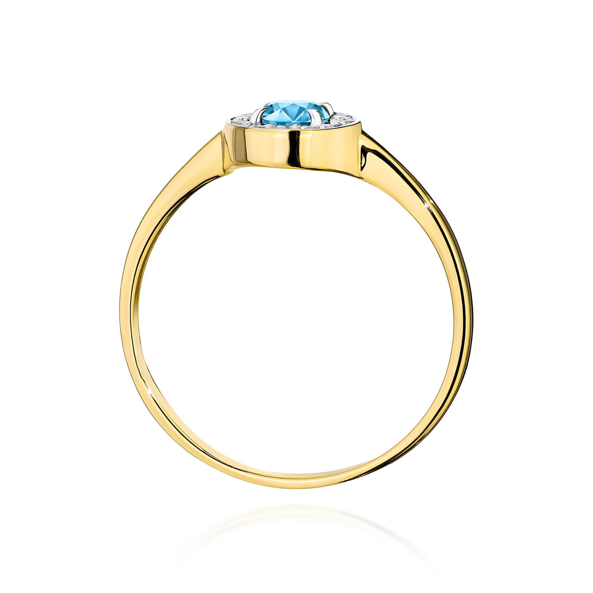 Inel Aur 9K cu Topaz Swiss 0.25 ct si Diamante Naturale 0.10 ct