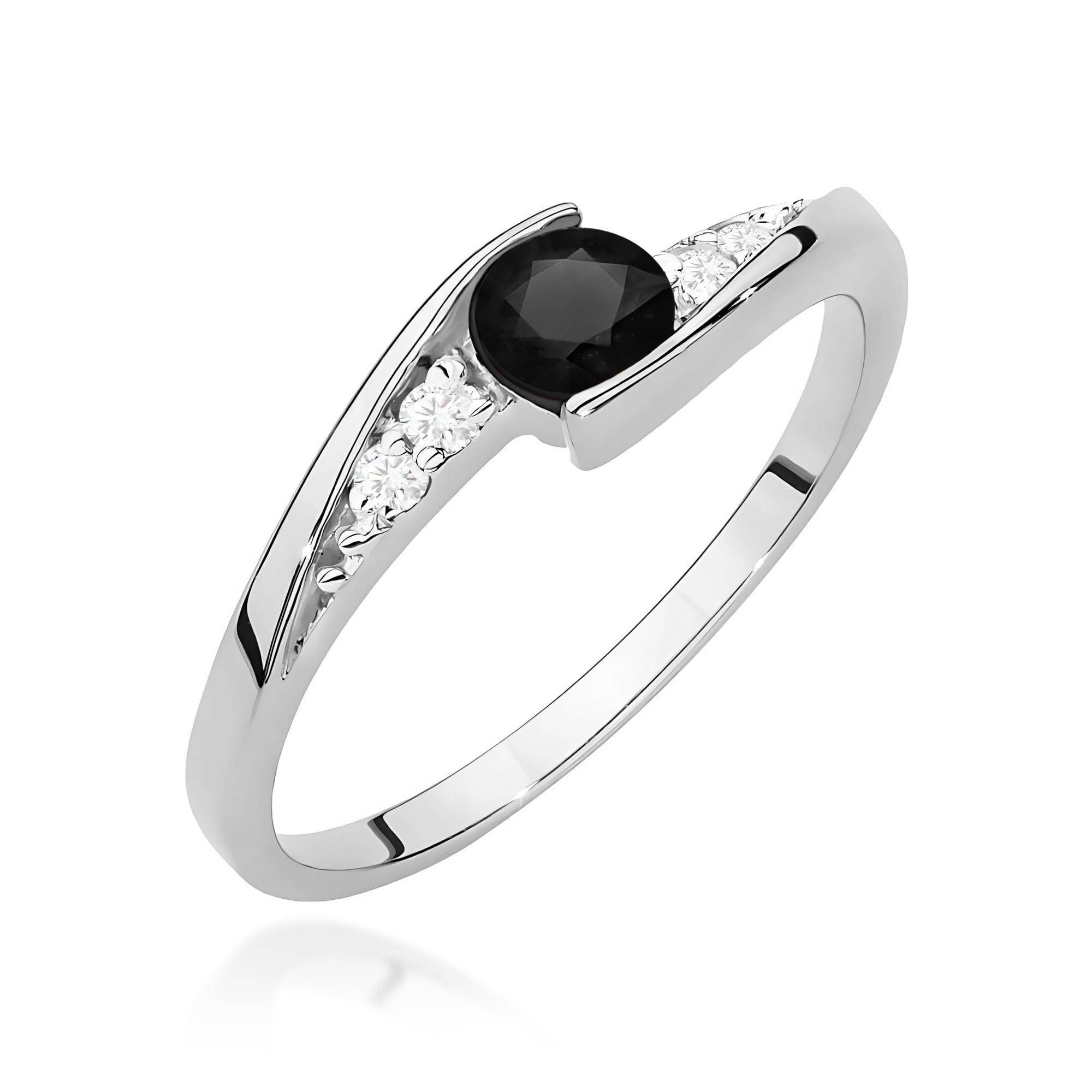 Inel Aur 9K cu Diamante Naturale Albe si Negre 0.36 ct