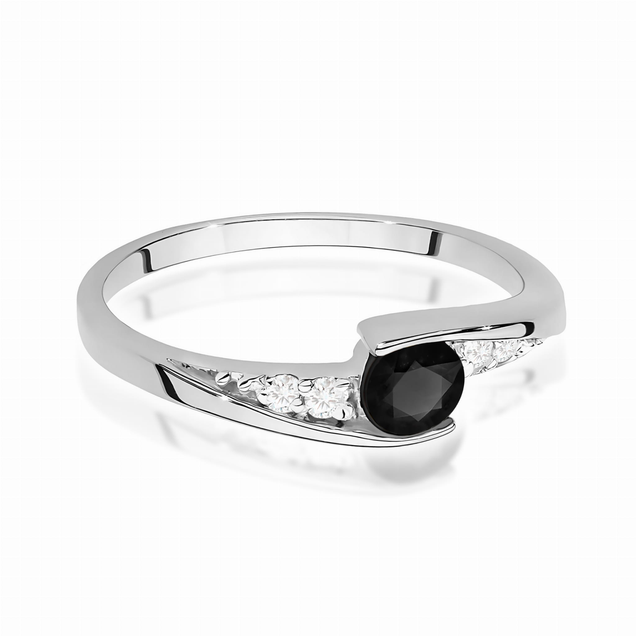 Inel Aur 9K cu Diamante Naturale Albe si Negre 0.36 ct