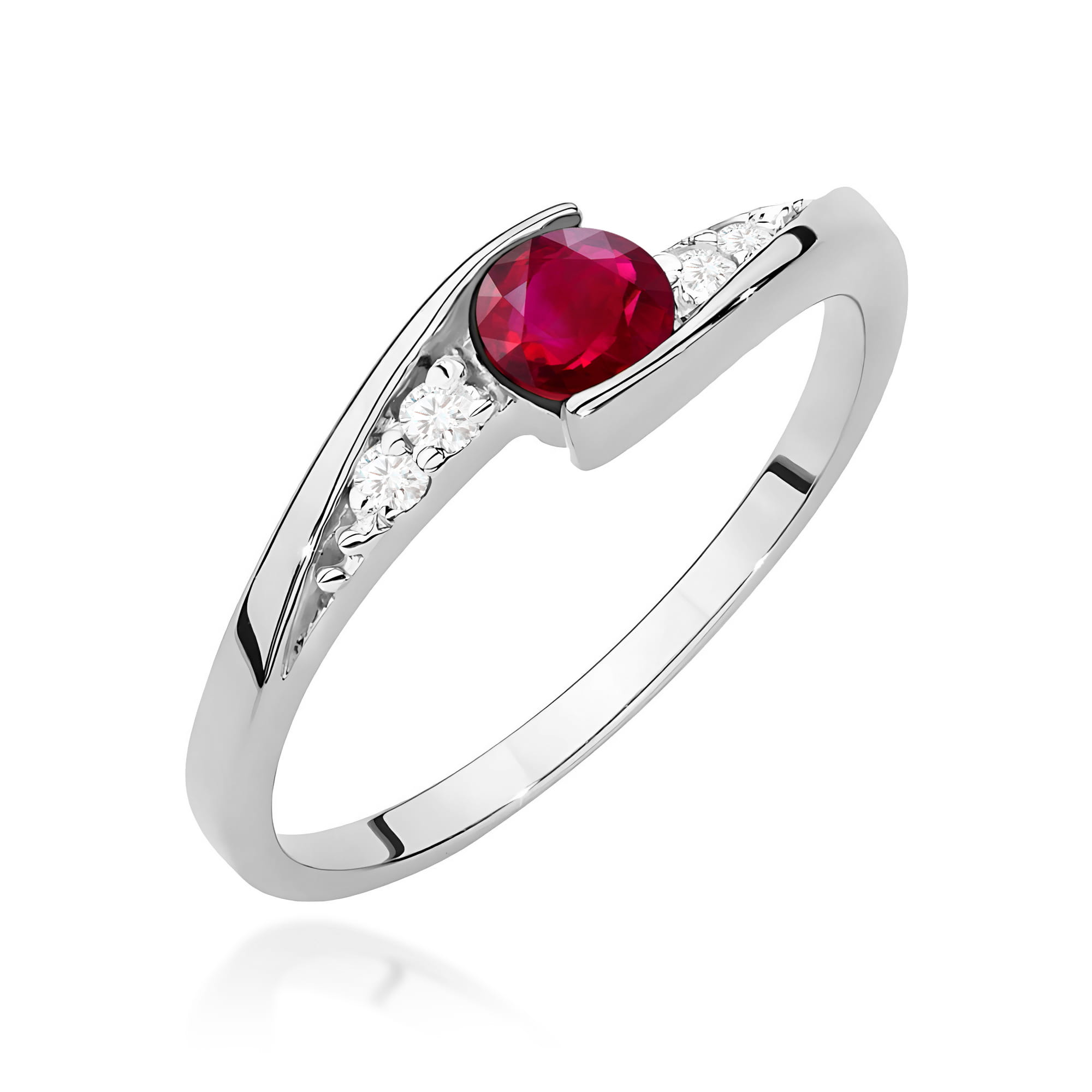 Inel Aur 9K cu Rubin 0.30 ct si Diamante Naturale 0.06 ct