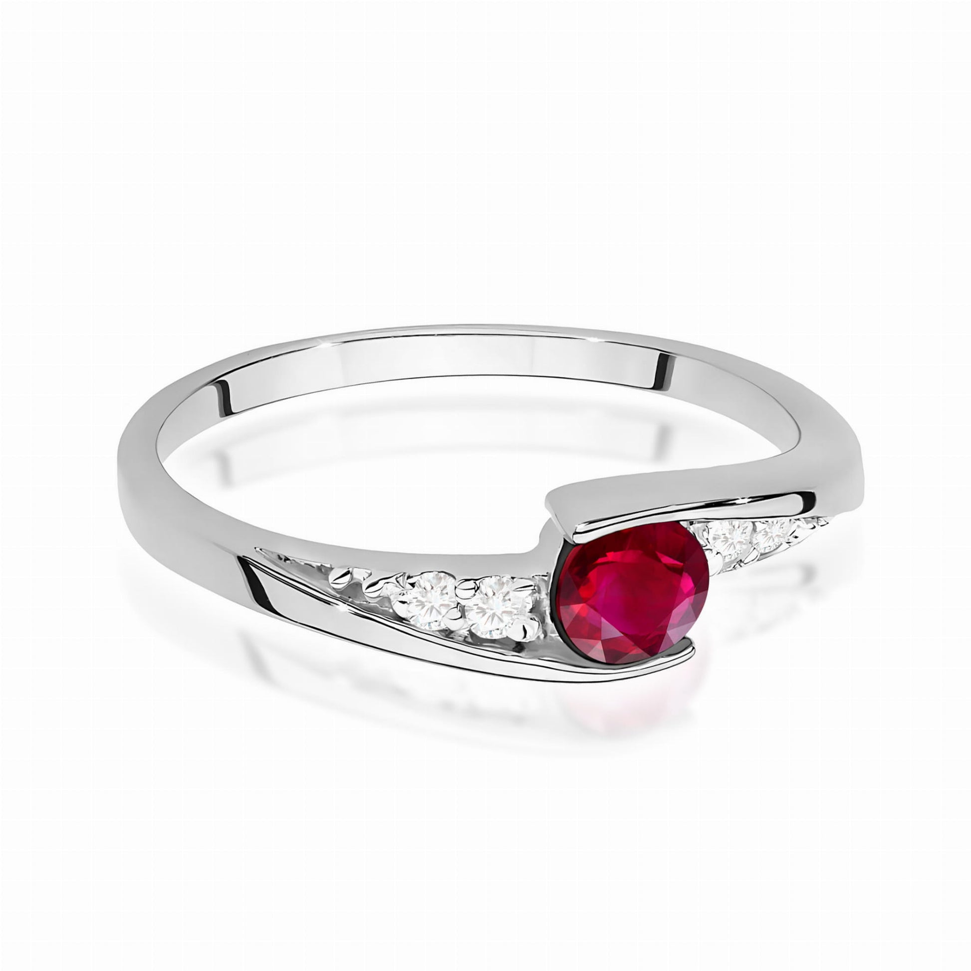 Inel Aur 9K cu Rubin 0.30 ct si Diamante Naturale 0.06 ct