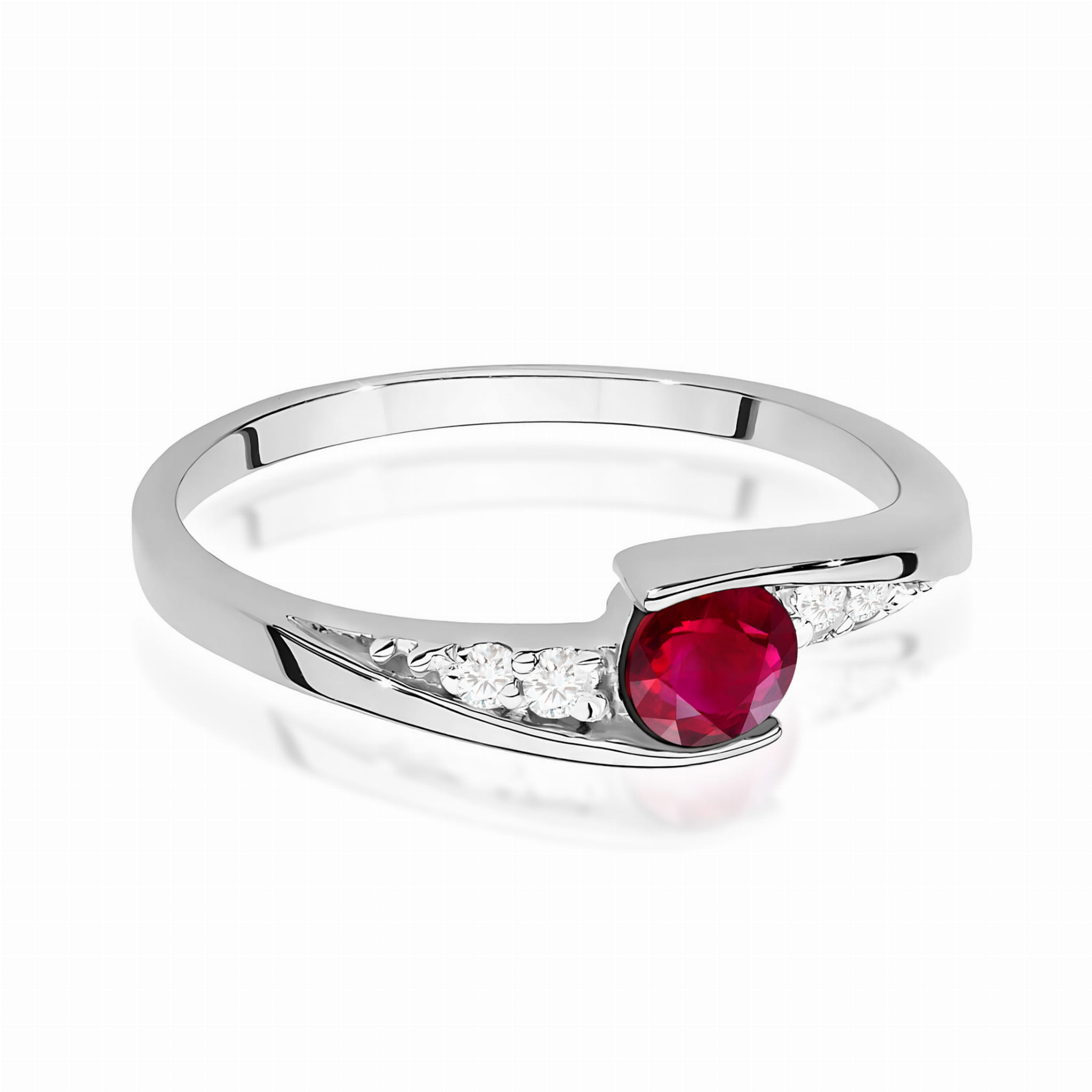 Inel Aur 9K cu Rubin 0.30 ct si Diamante Naturale 0.06 ct