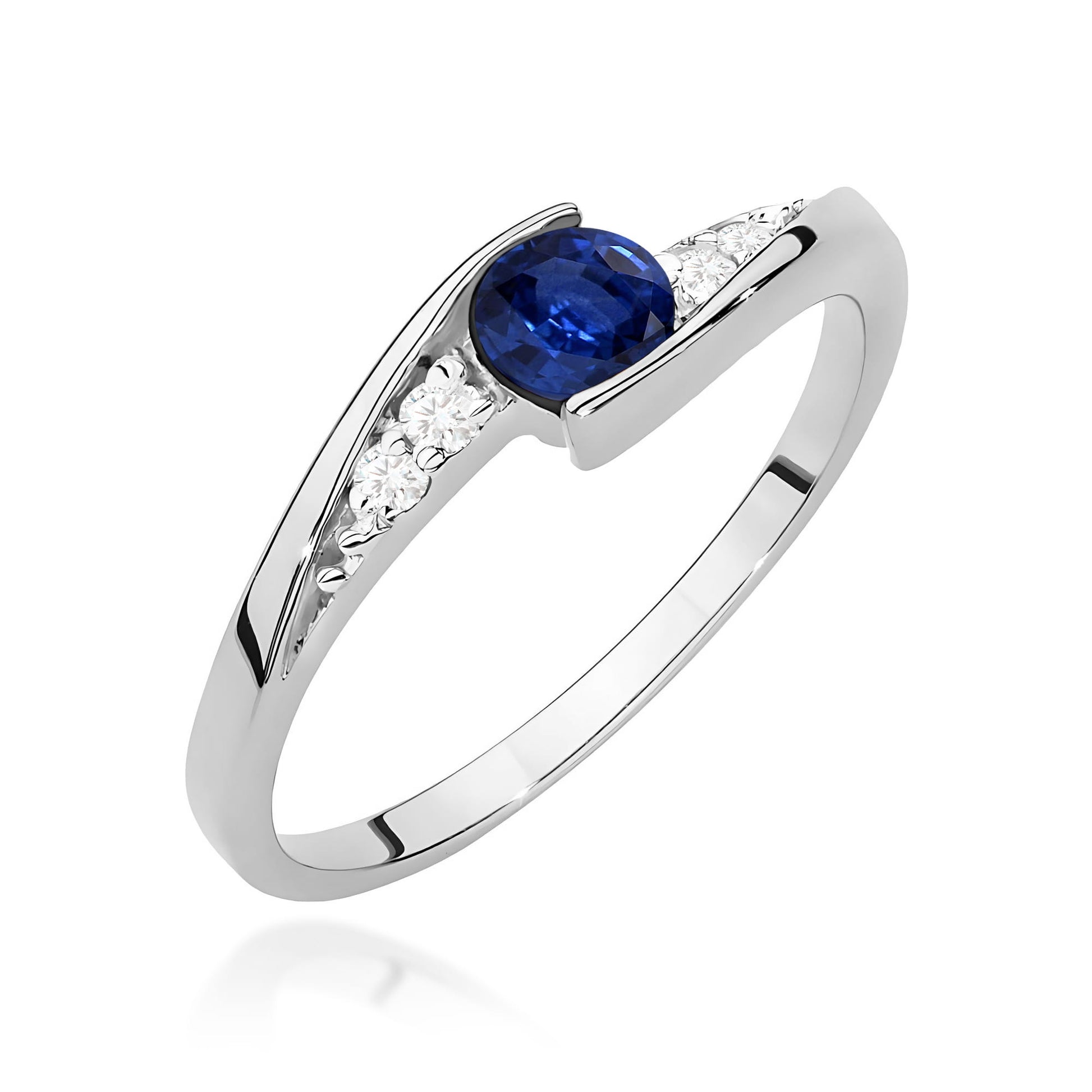 Inel Aur 9K cu Safir 0.30 ct si Diamante Naturale 0.06 ct