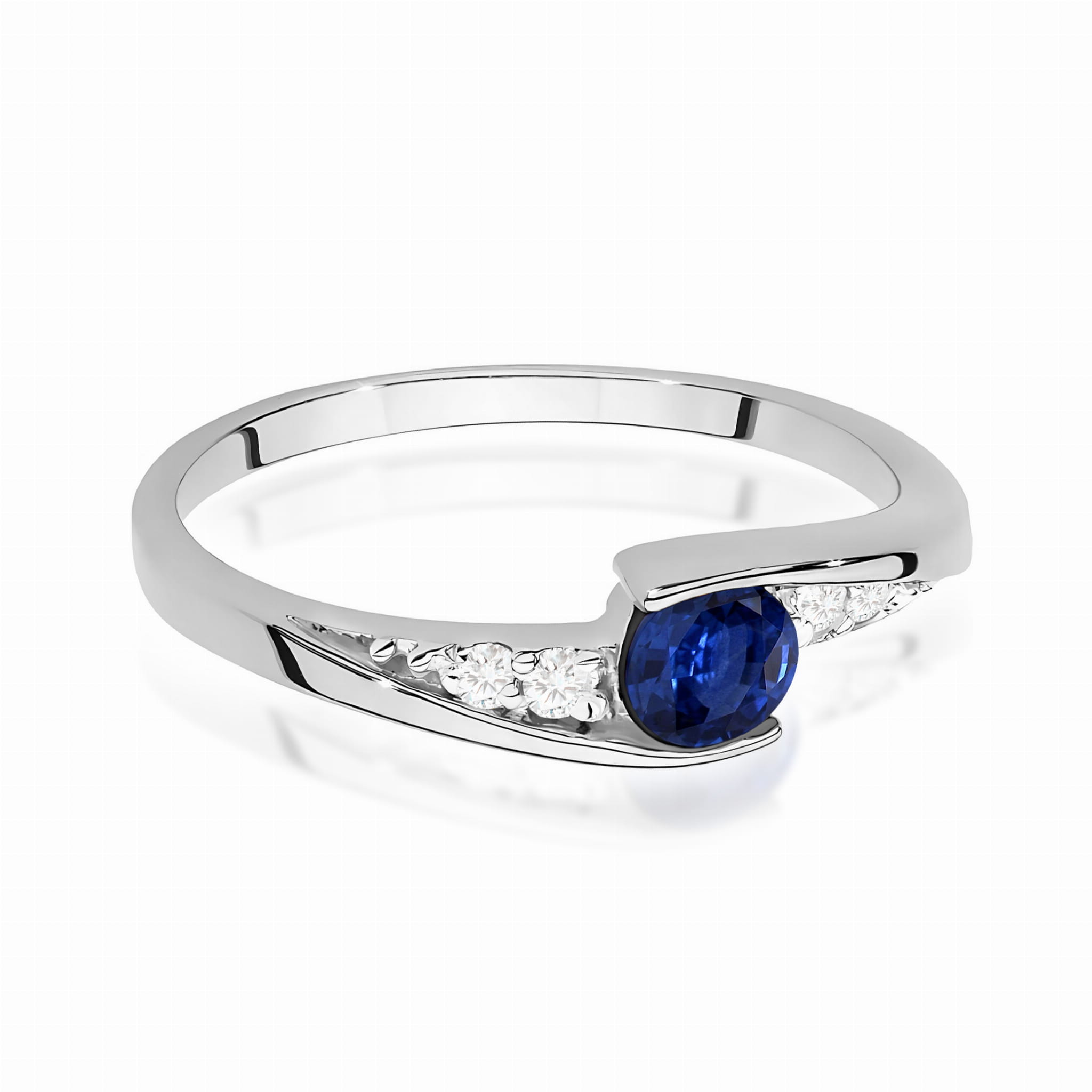 Inel Aur 9K cu Safir 0.30 ct si Diamante Naturale 0.06 ct