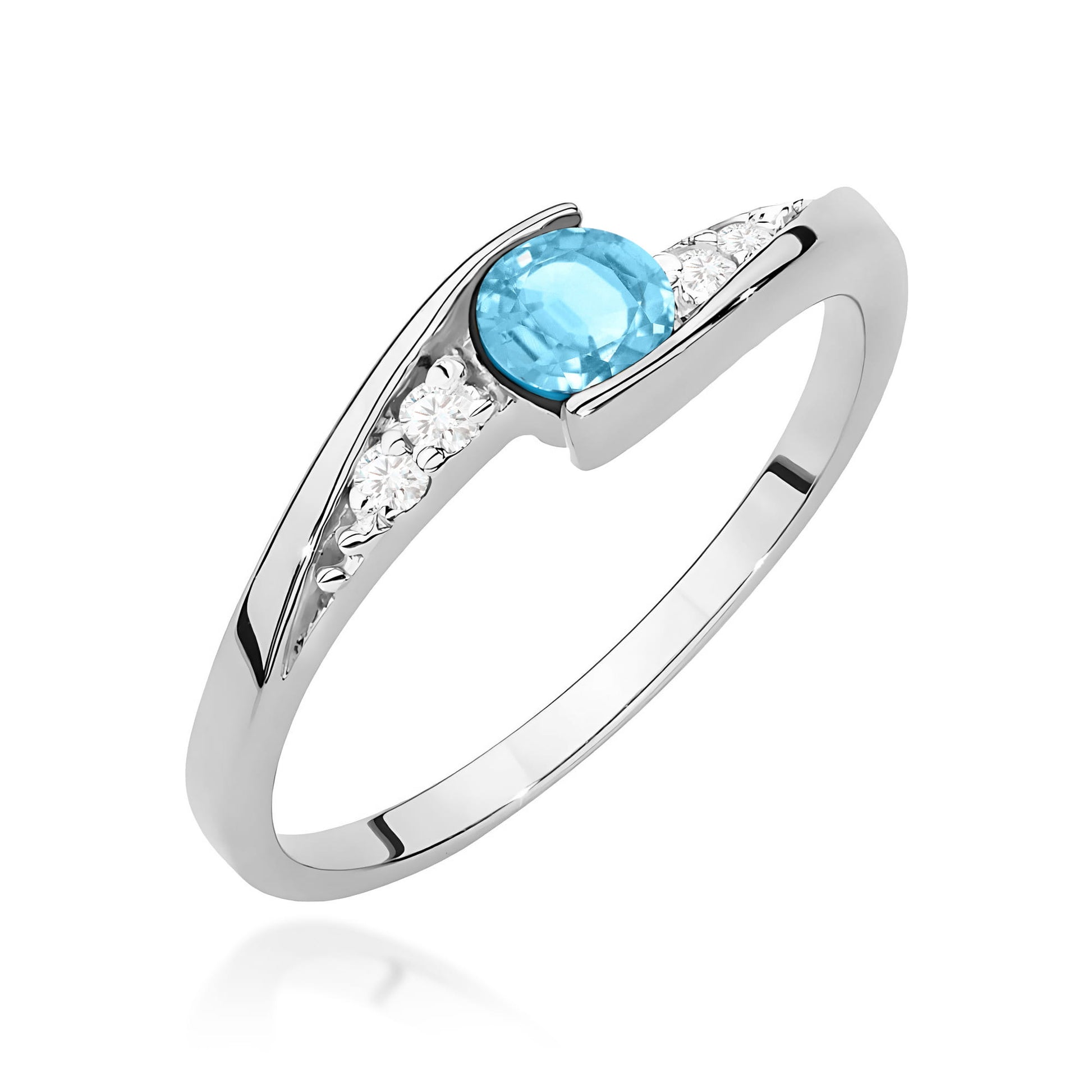 Inel Aur 9K cu Topaz Swiss 0.25 ct si Diamante Naturale 0.06 ct