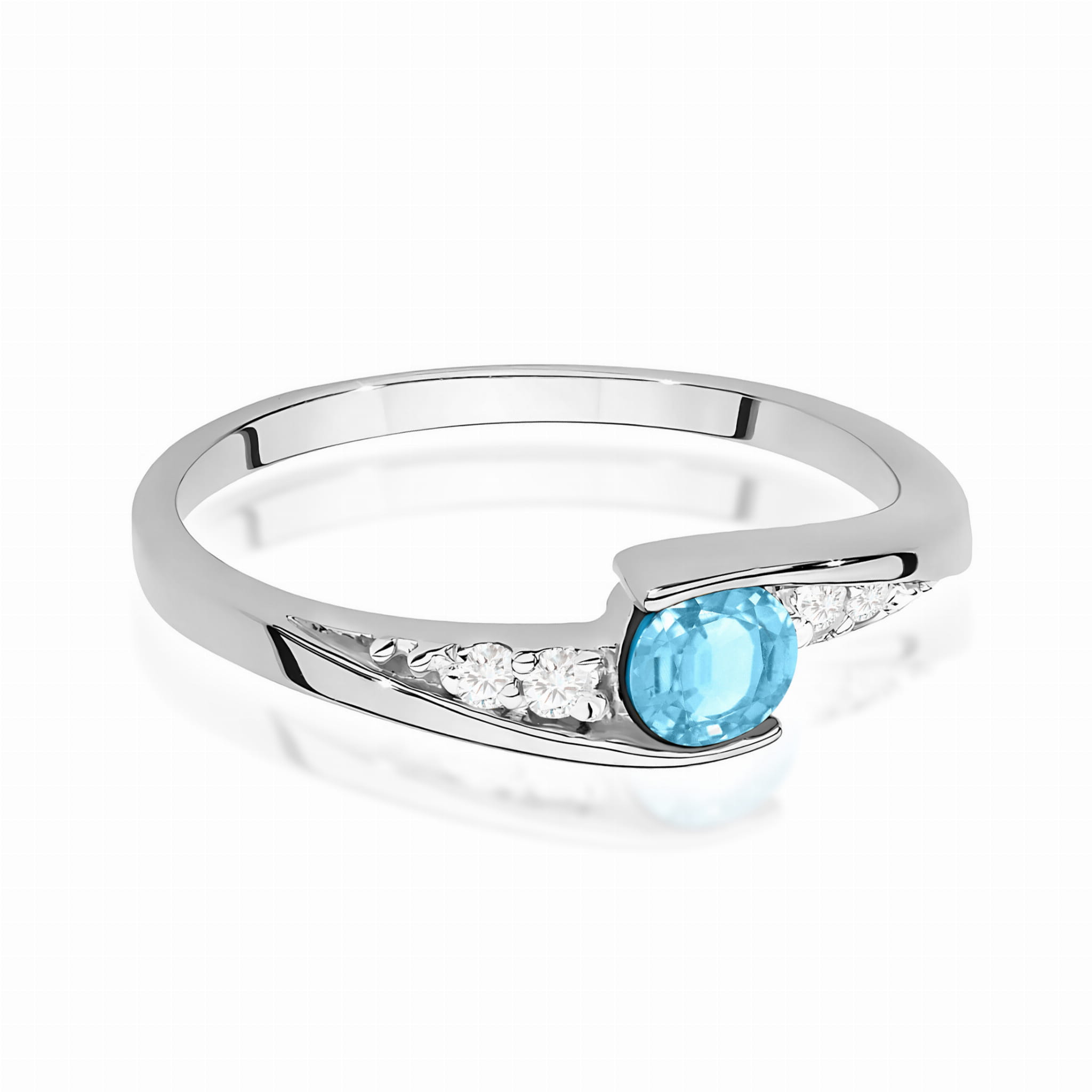 Inel Aur 9K cu Topaz Swiss 0.25 ct si Diamante Naturale 0.06 ct