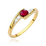 Inel Aur 9K cu Rubin 0.30 ct si Diamante Naturale 0.06 ct