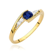 Inel Aur 9K cu Safir 0.30 ct si Diamante Naturale 0.06 ct