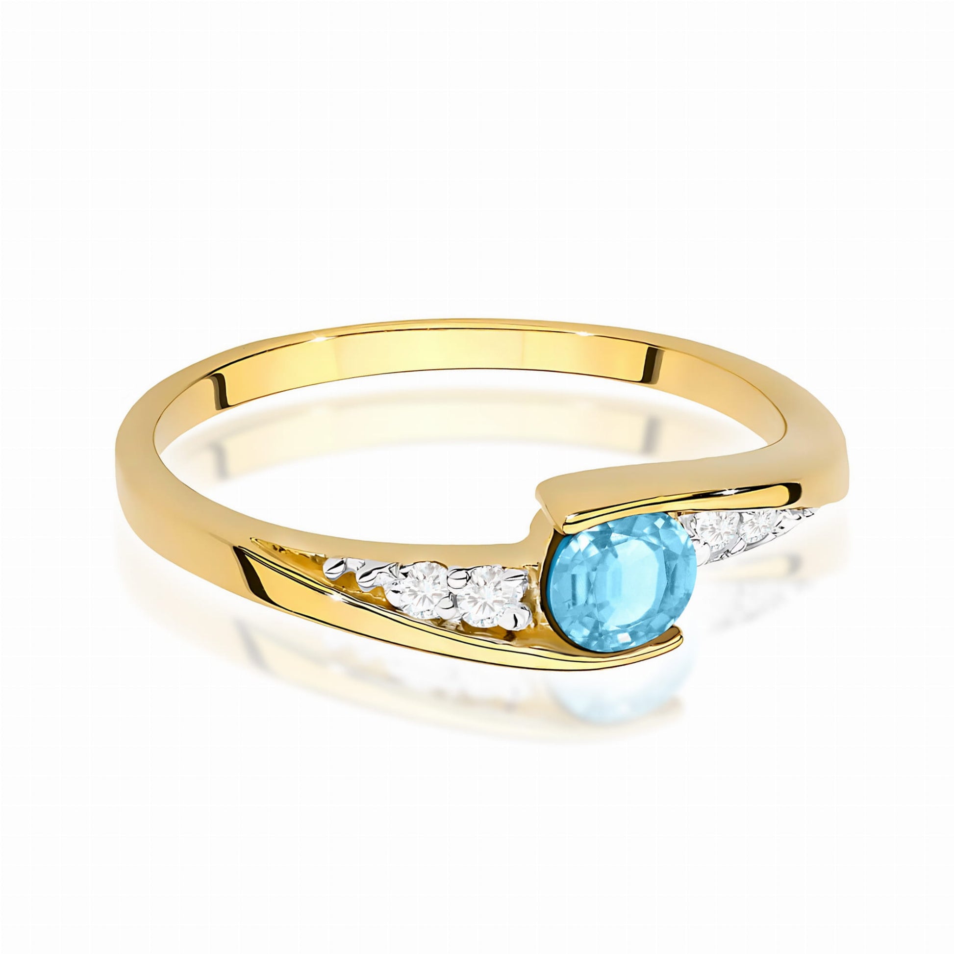 Inel Aur 9K cu Topaz Swiss 0.25 ct si Diamante Naturale 0.06 ct