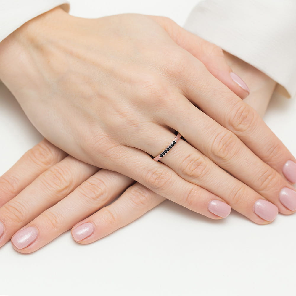 Inel Aur 14K W0619 Diamant Negru 0.12ct