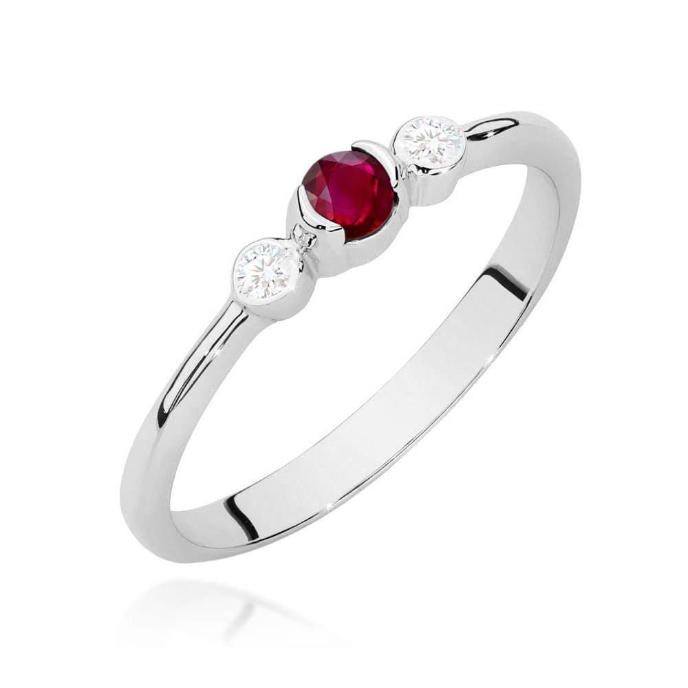 Inel Aur 14K cu Rubin 0.15 ct si Diamante Naturale 0.06 ct