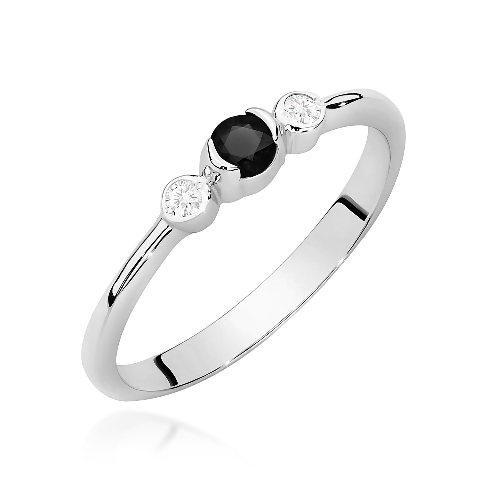 Inel Aur 9K cu Diamante Naturale Albe si Negre 0.18 ct