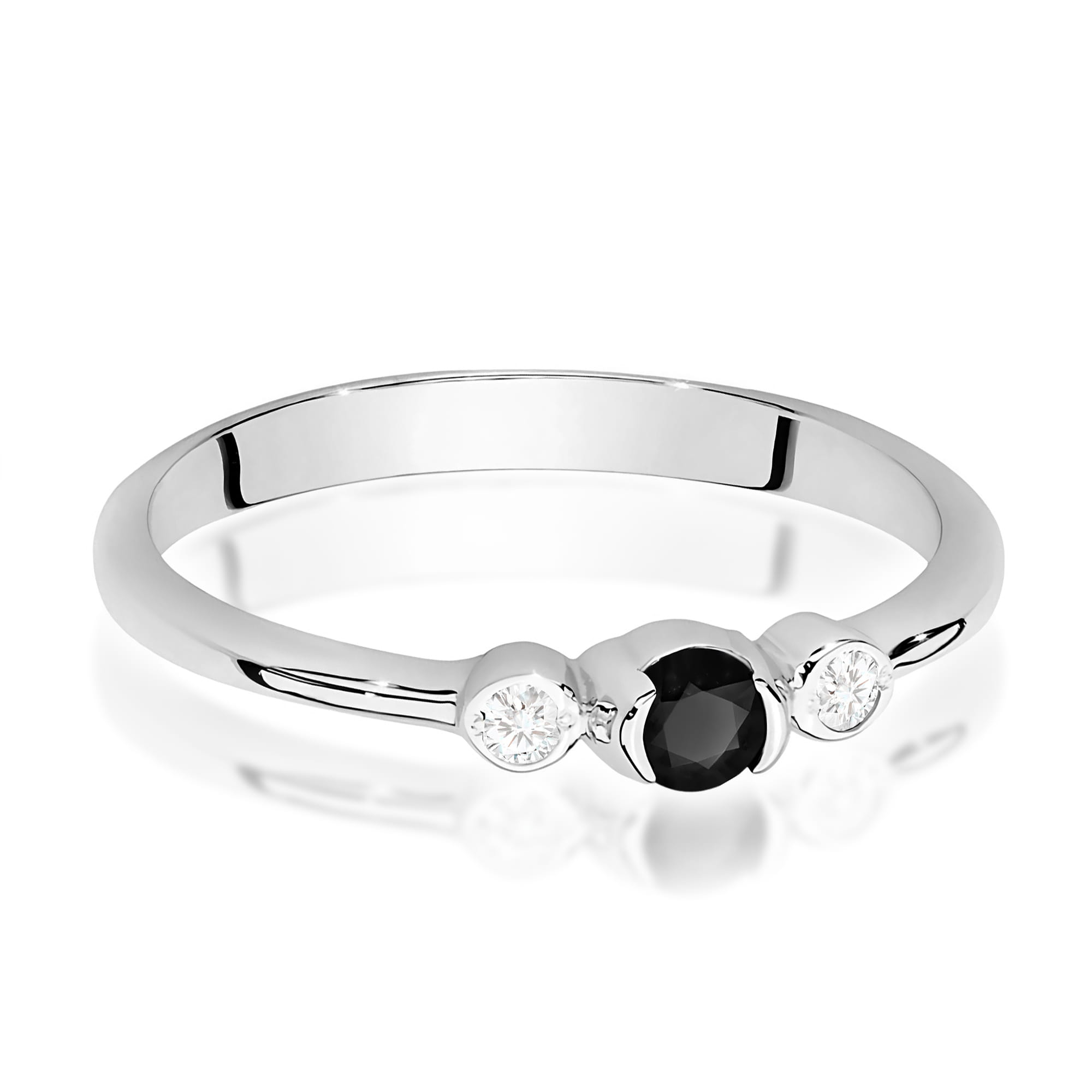 Inel Aur 9K cu Diamante Naturale Albe si Negre 0.18 ct