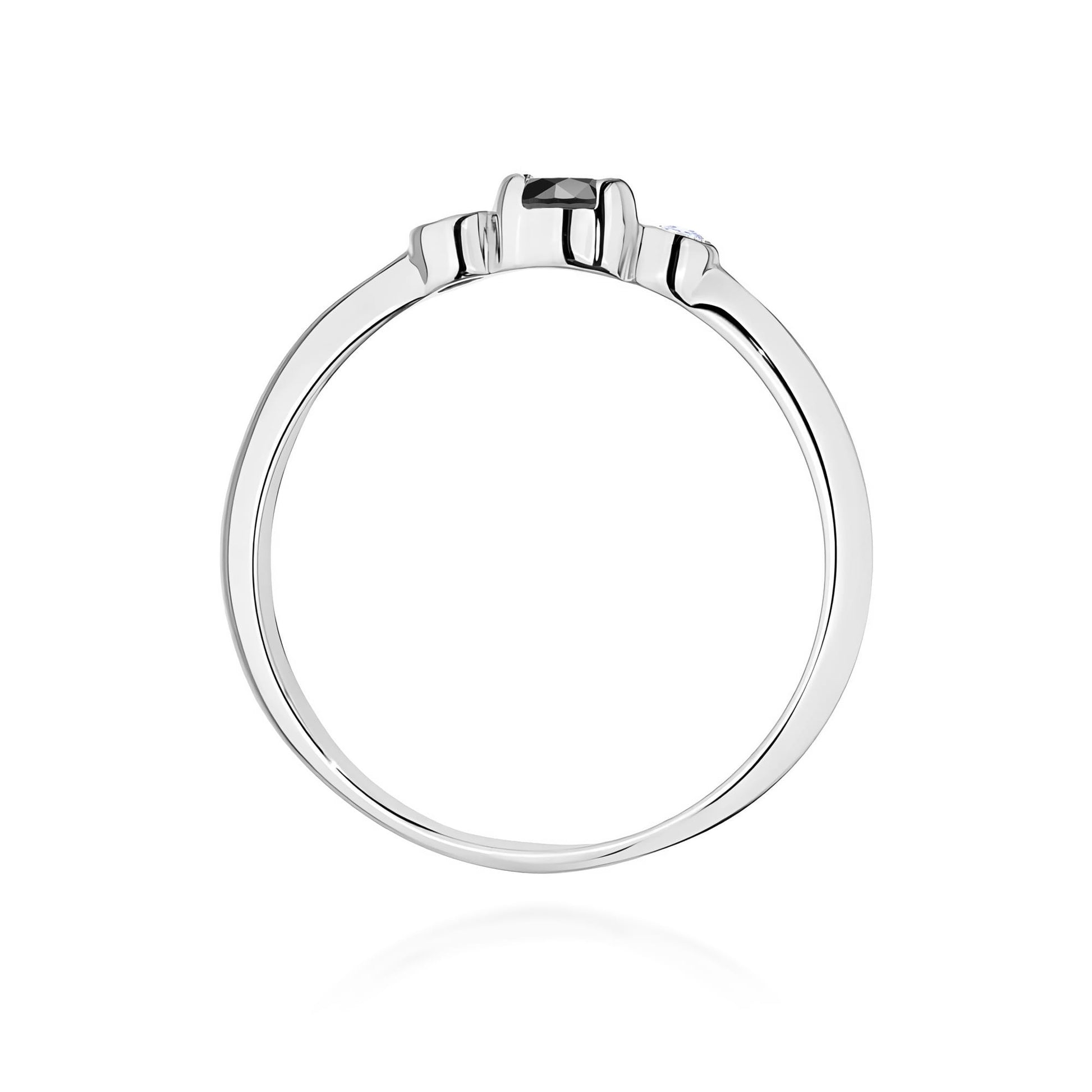 Inel Aur 9K cu Diamante Naturale Albe si Negre 0.18 ct