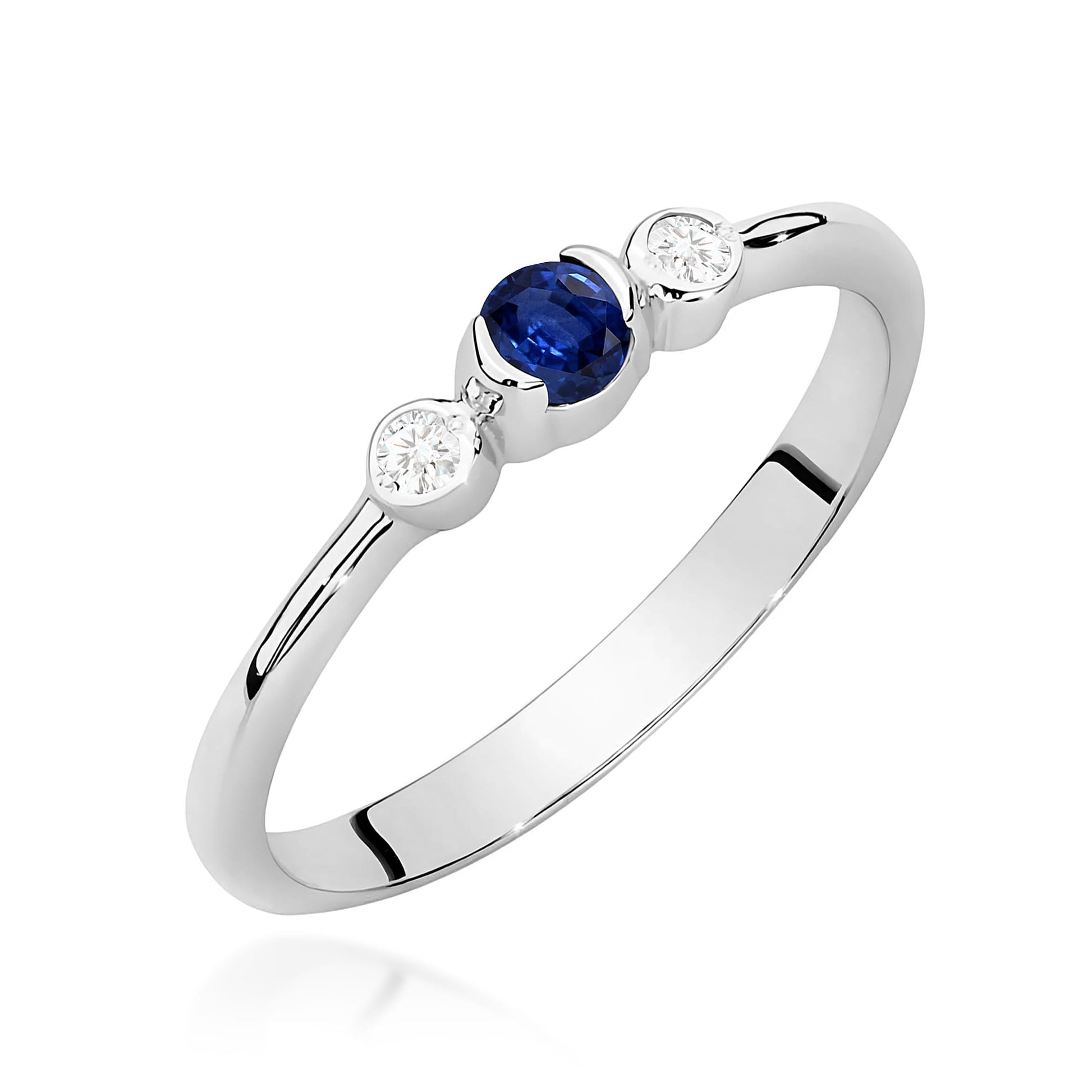 Inel Aur 9K cu Safir 0.15 ct si Diamante Naturale 0.06 ct