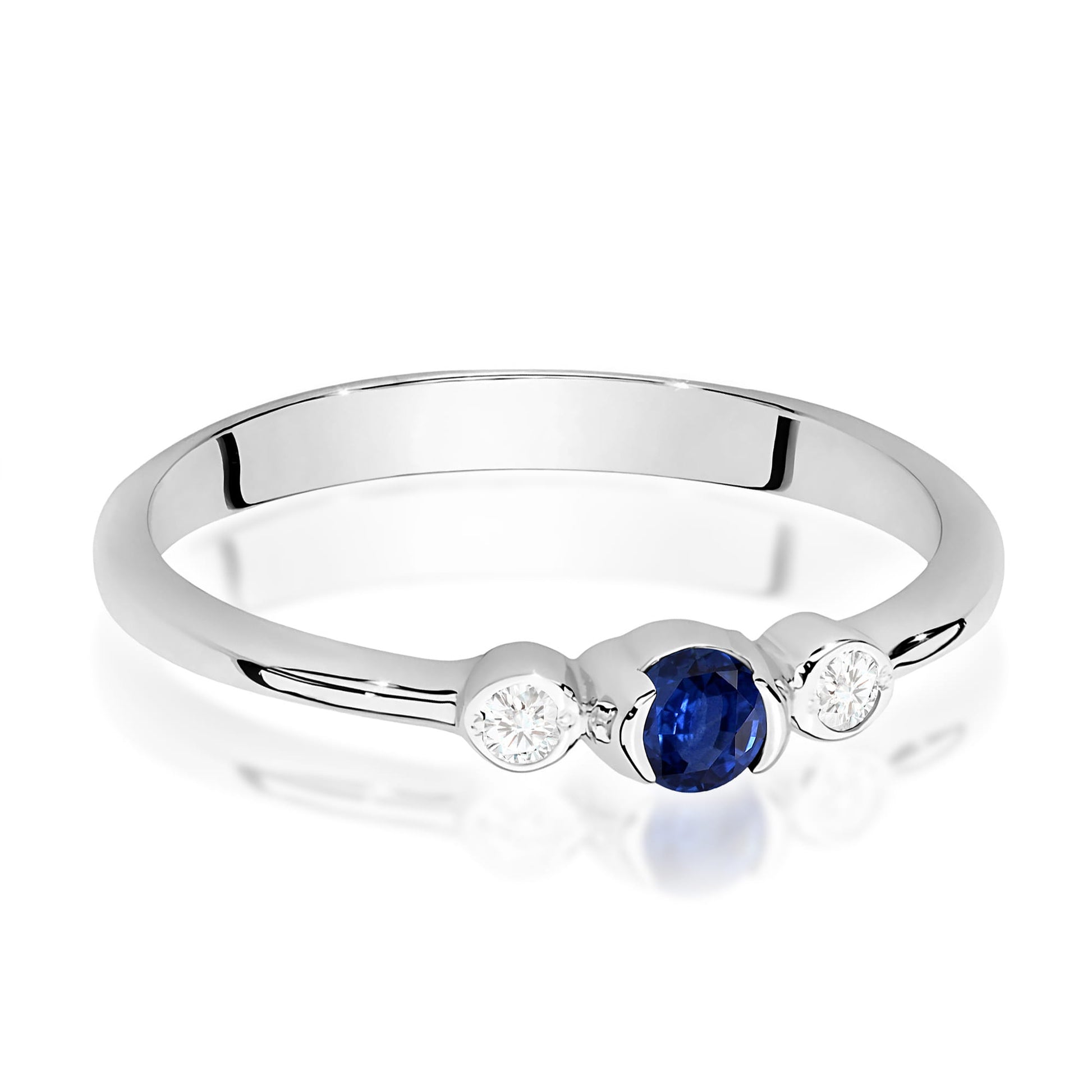 Inel Aur 9K cu Safir 0.15 ct si Diamante Naturale 0.06 ct