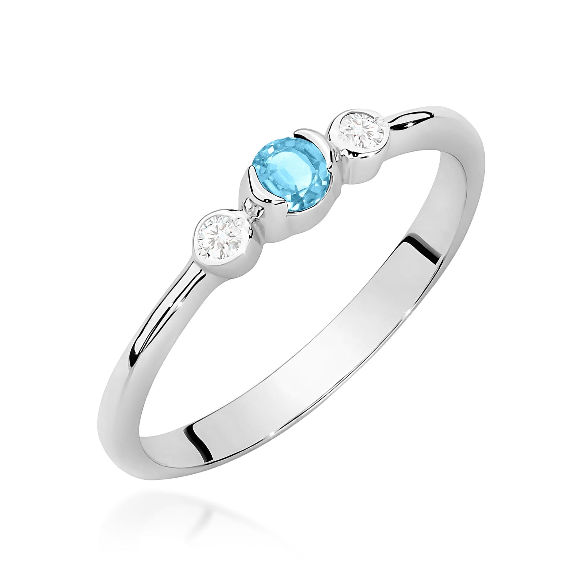 Inel Aur 9K cu Topaz Swiss 0.15 ct si Diamante Naturale 0.06 ct