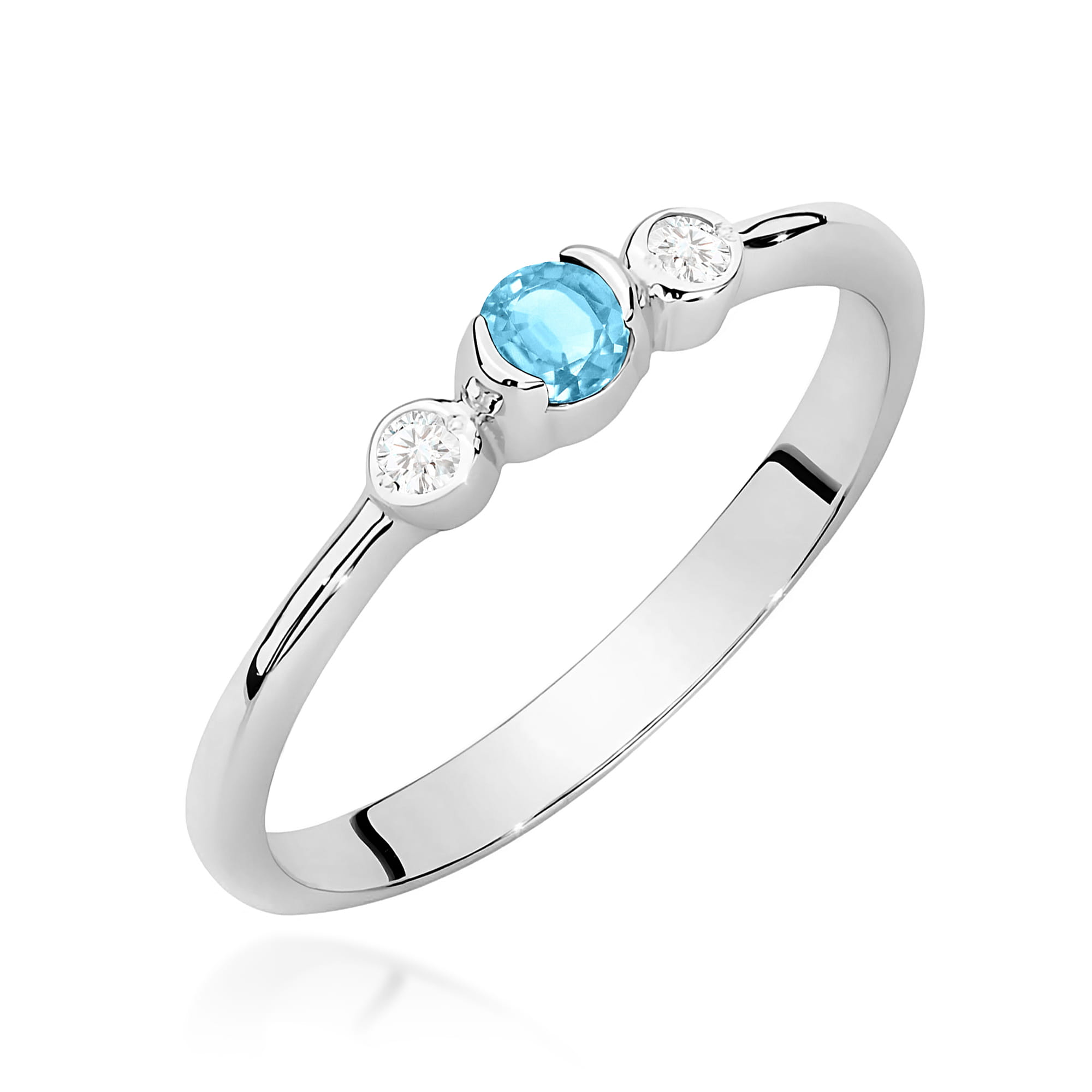 Inel Aur 9K cu Topaz Swiss 0.15 ct si Diamante Naturale 0.06 ct