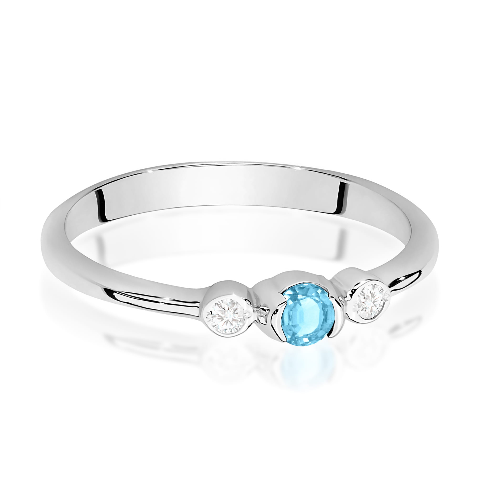 Inel Aur 9K cu Topaz Swiss 0.15 ct si Diamante Naturale 0.06 ct